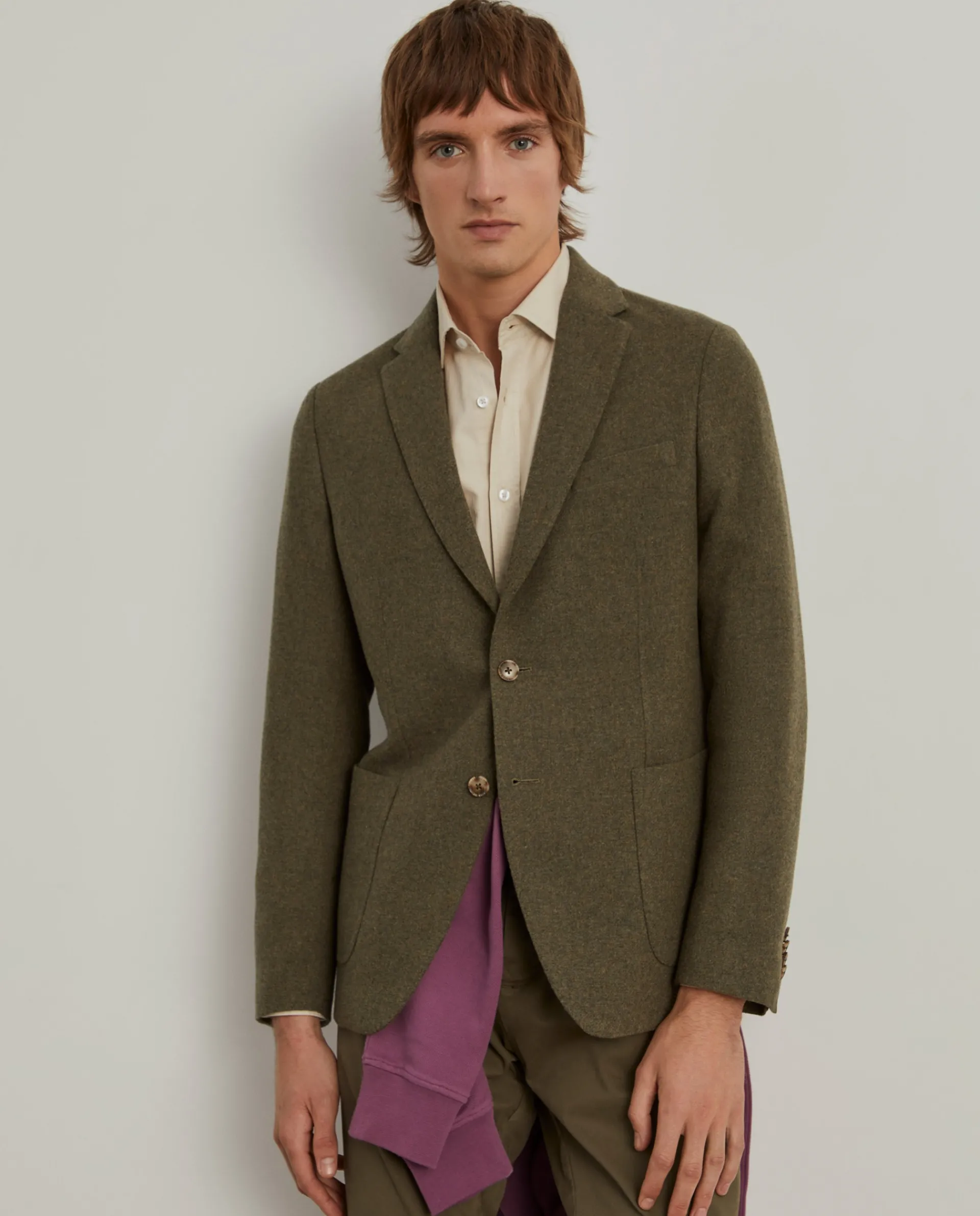 Best Sale LION OF PORCHES Blazer slim fit mistura de lã 680 Verde Musgo Escuro