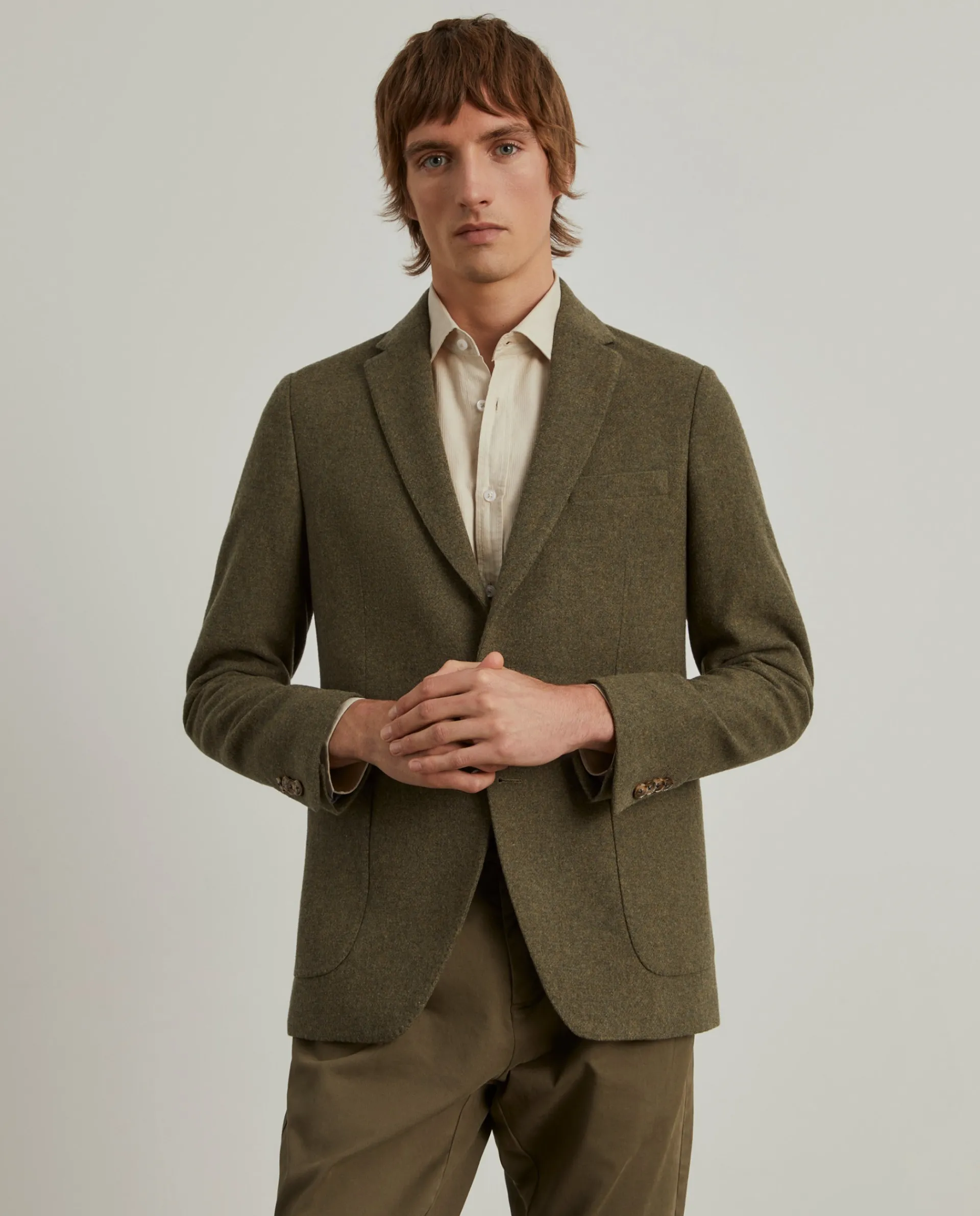 Best Sale LION OF PORCHES Blazer slim fit mistura de lã 680 Verde Musgo Escuro