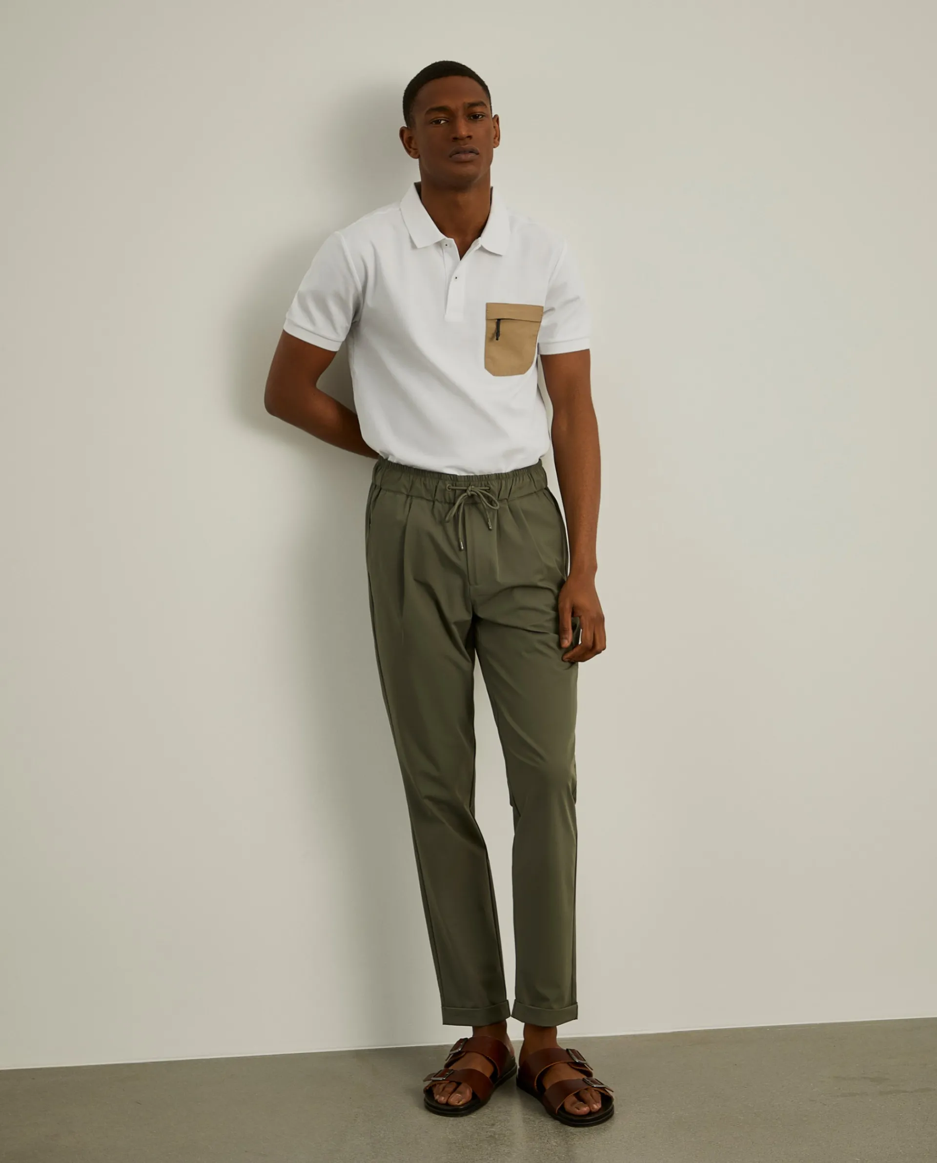 Flash Sale LION OF PORCHES Calças jogger em malha técnica com cordão 658 Kaki escuro