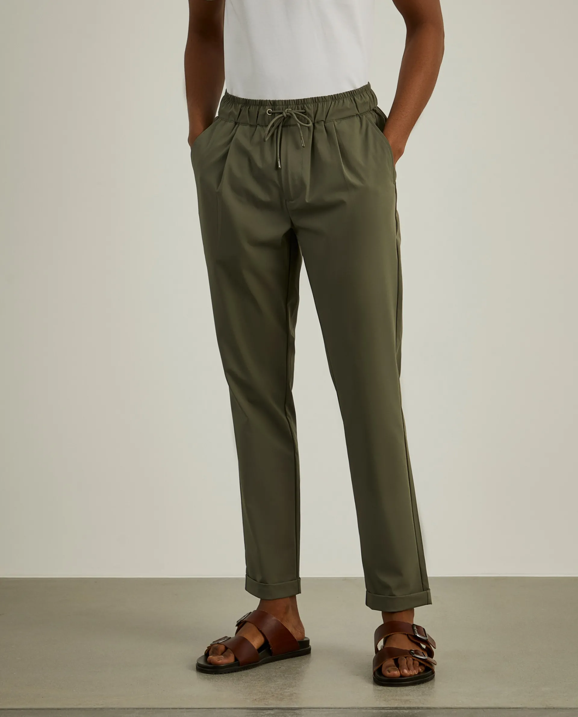 Flash Sale LION OF PORCHES Calças jogger em malha técnica com cordão 658 Kaki escuro