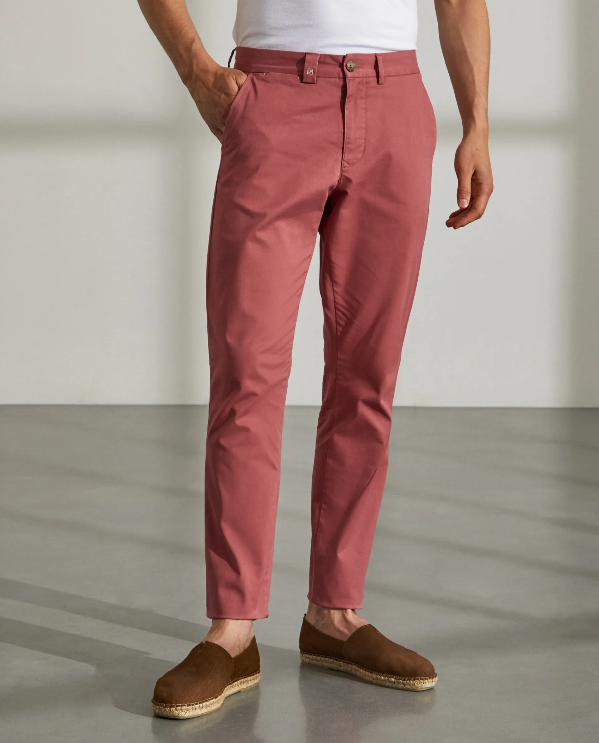 Best Sale LION OF PORCHES Calças para homem slim fit chino de algodão stretch 462 Rosa