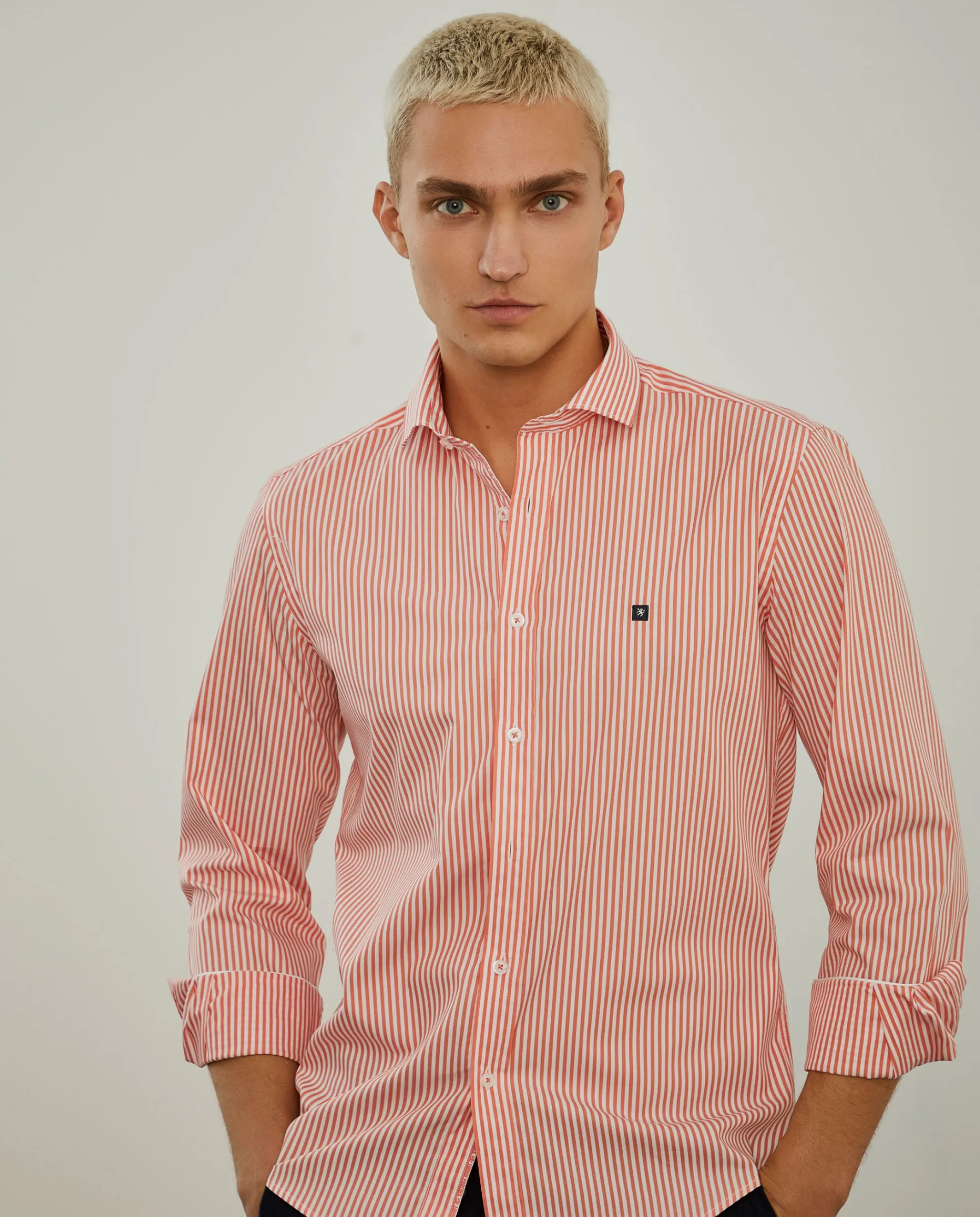 Discount LION OF PORCHES Camisa de riscas slim fit 260 Coral