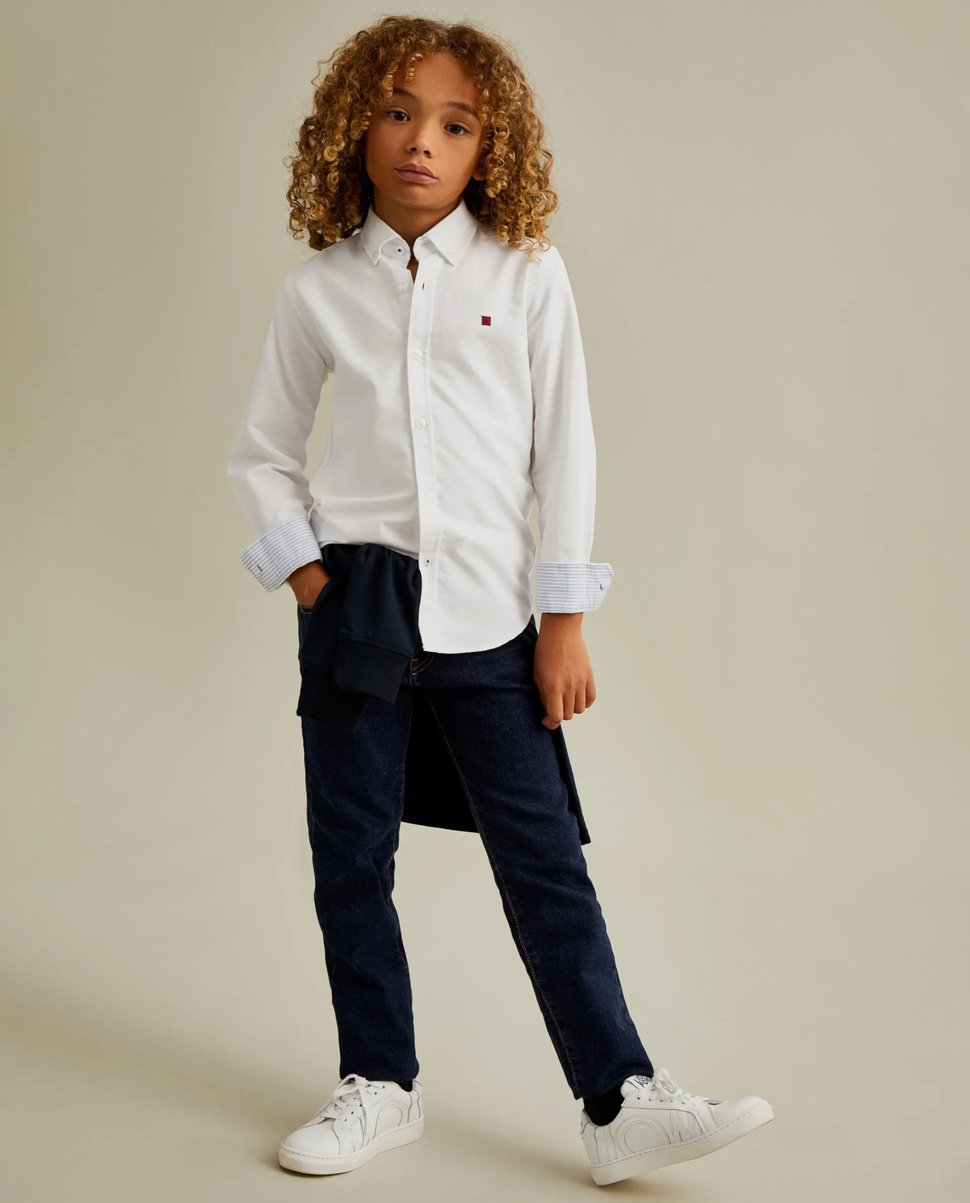 Fashion LION OF PORCHES Camisa oxford em algodão 001 Branco