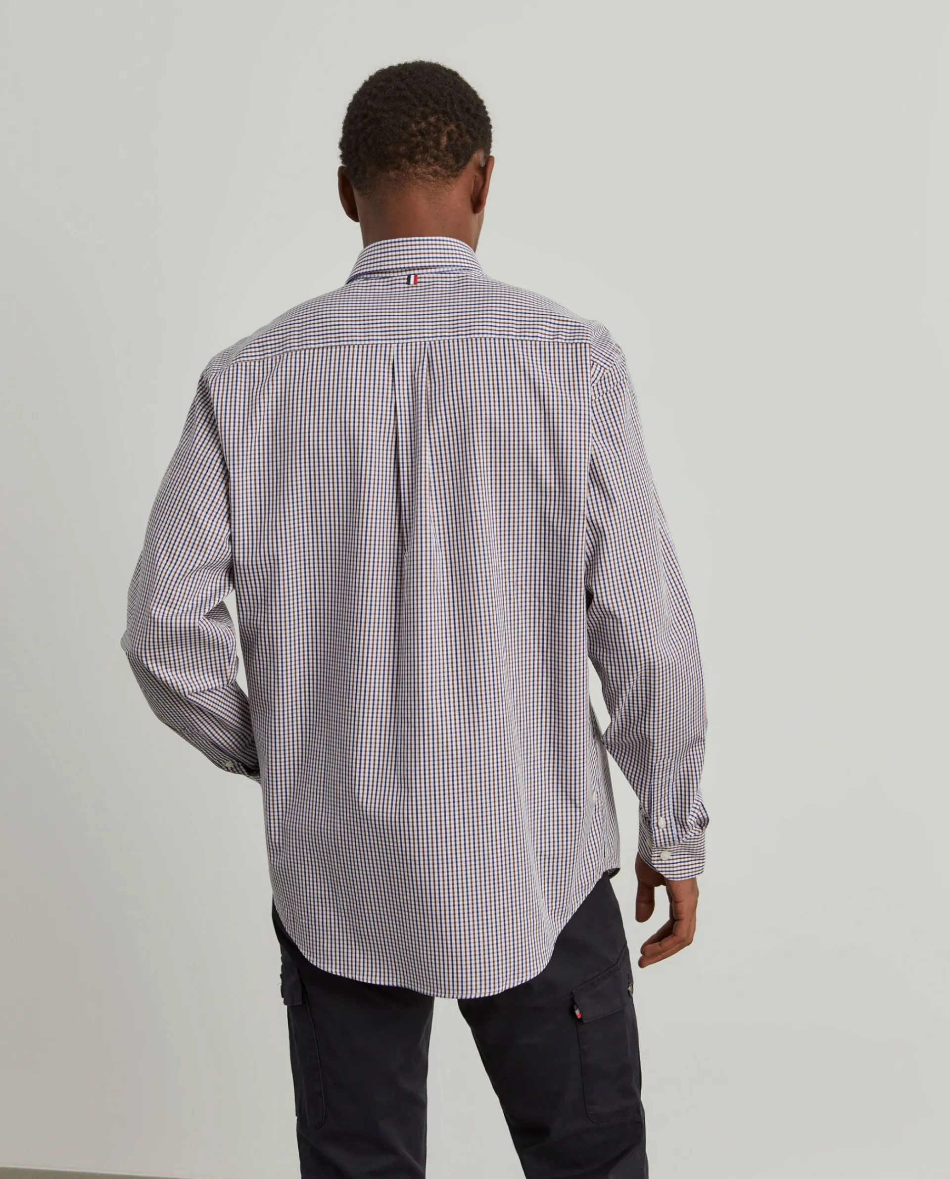 Shop LION OF PORCHES Camisa para homem regular fit de algodão com riscas 850 Castanho Médio