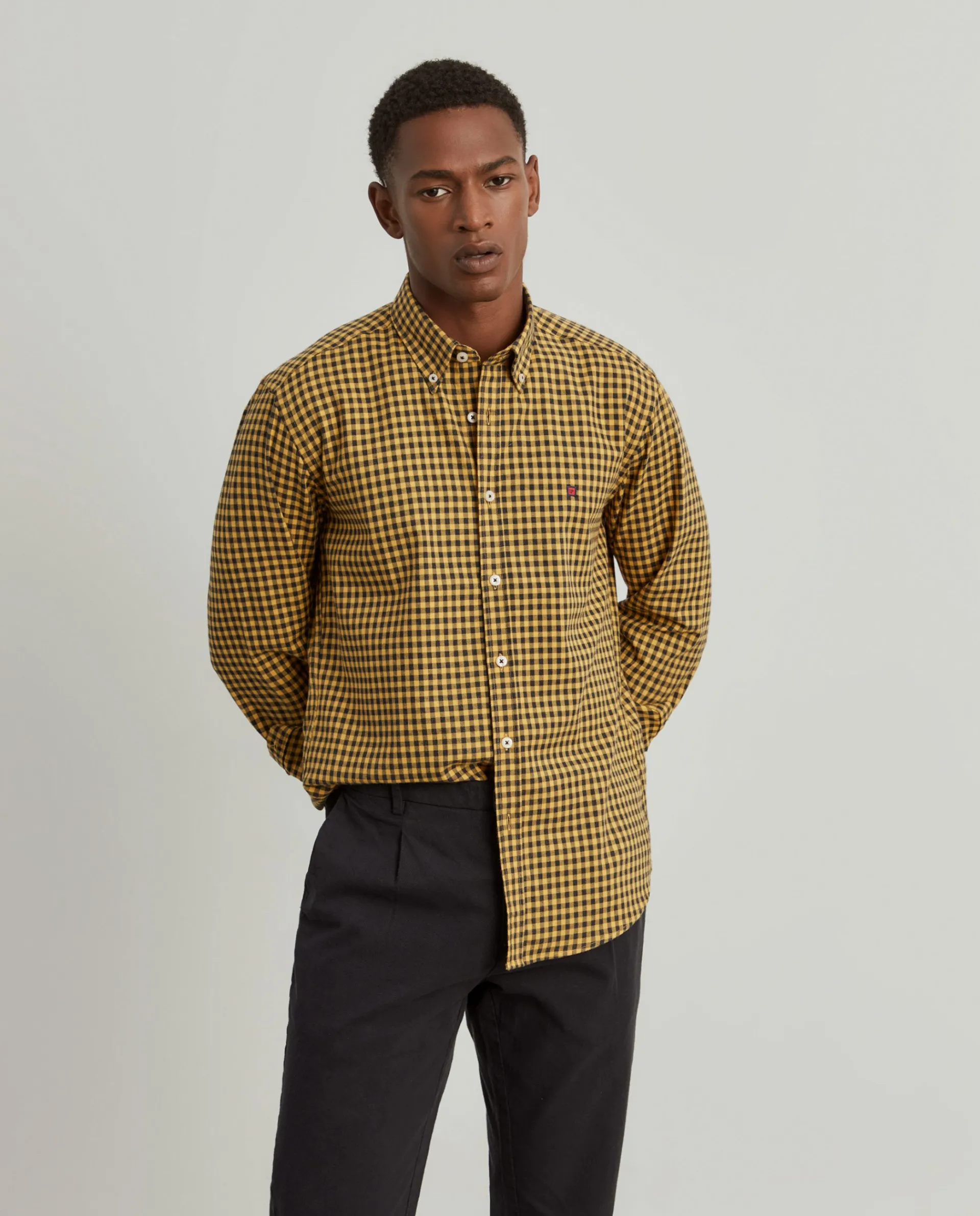 Flash Sale LION OF PORCHES Camisa Slim Fit 175 Amarelo Palha