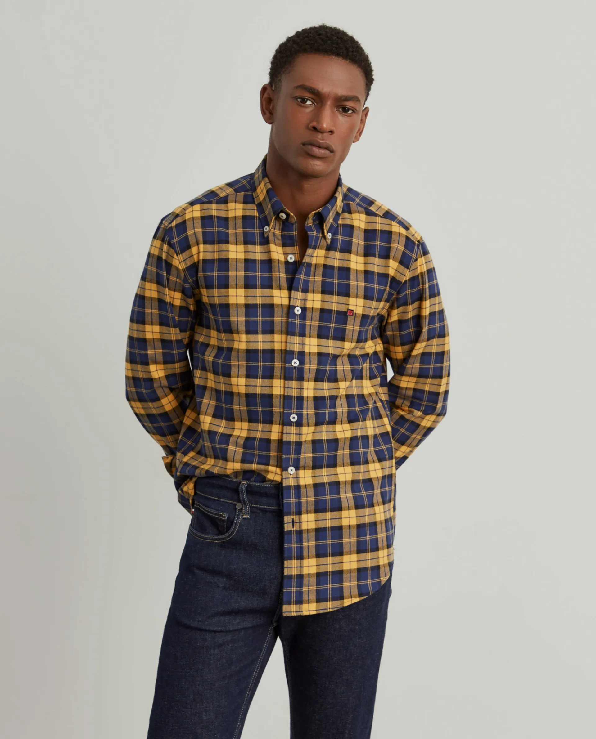 Best LION OF PORCHES Camisa Slim Fit 175 Amarelo Palha