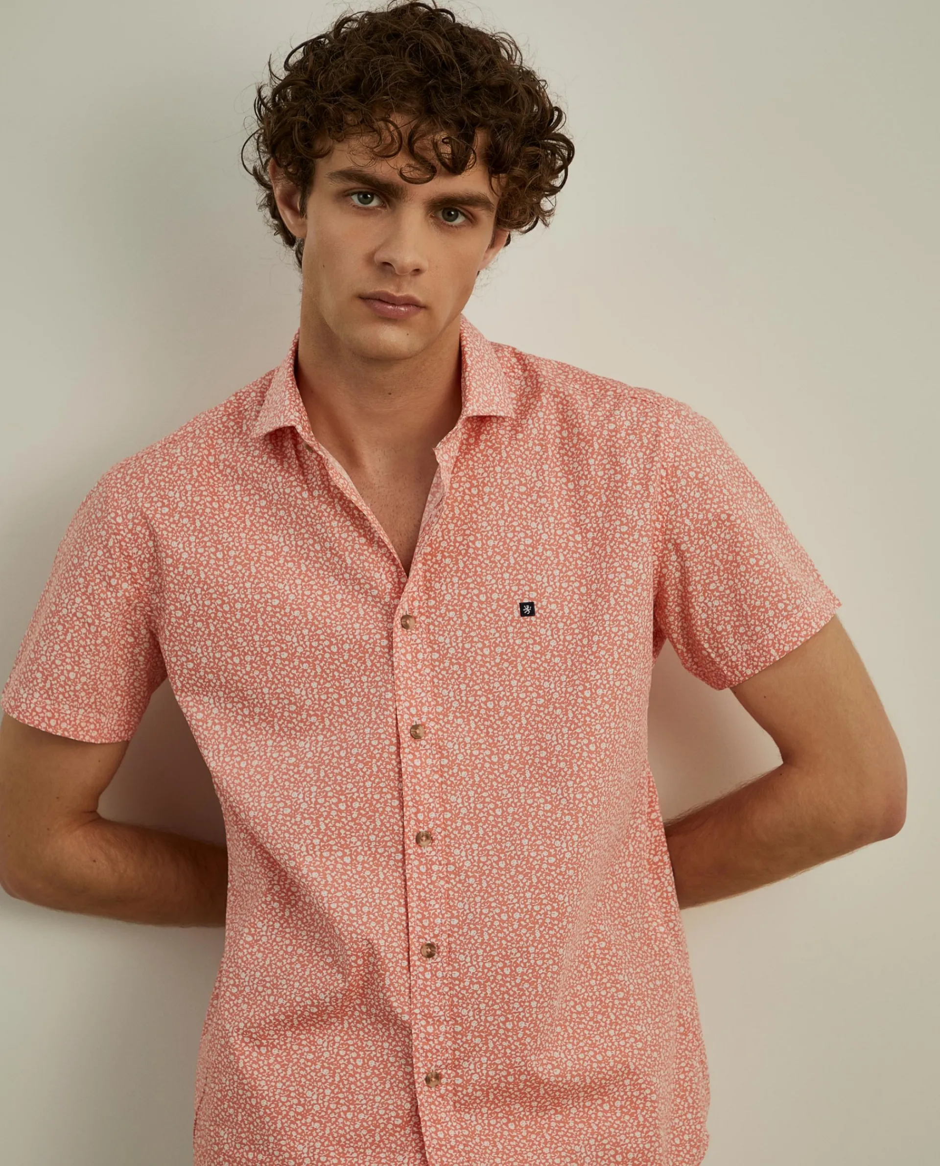 Online LION OF PORCHES Camisa slim fit com flores 260 Coral