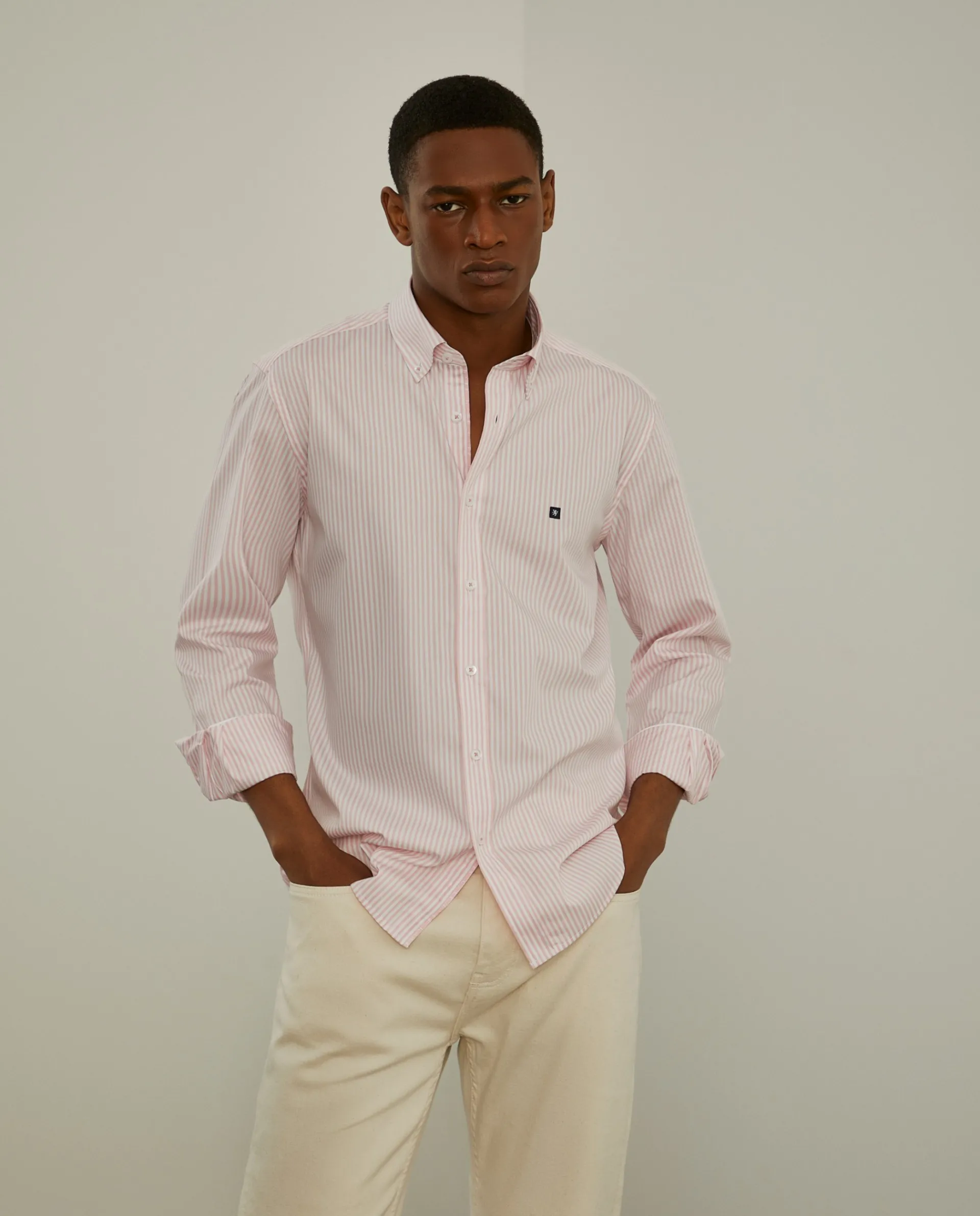 Best LION OF PORCHES Camisa slim fit com padrão de riscas 405 Rosa Claro