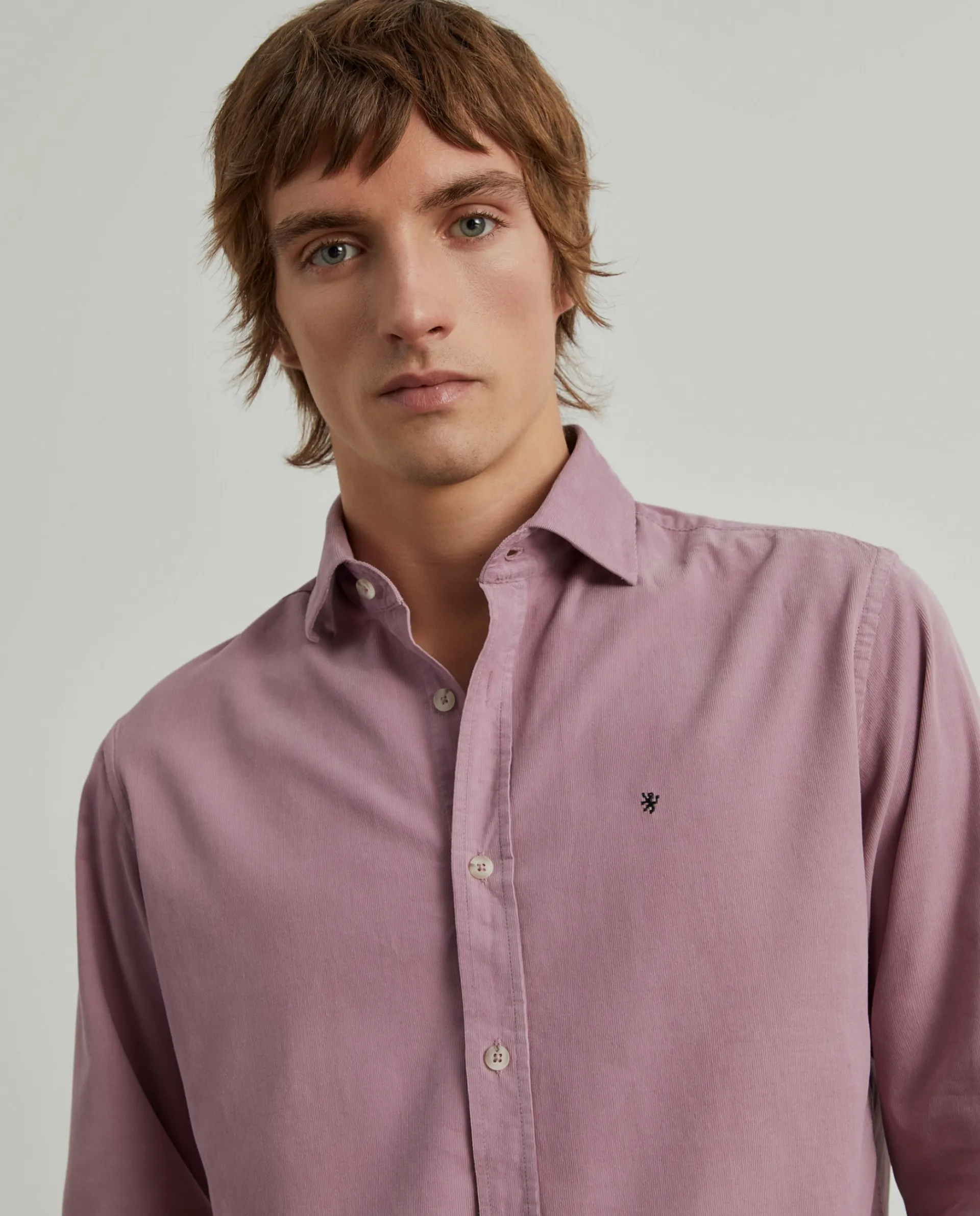 Discount LION OF PORCHES Camisa slim fit de bombazine 467 Rosa Vellho