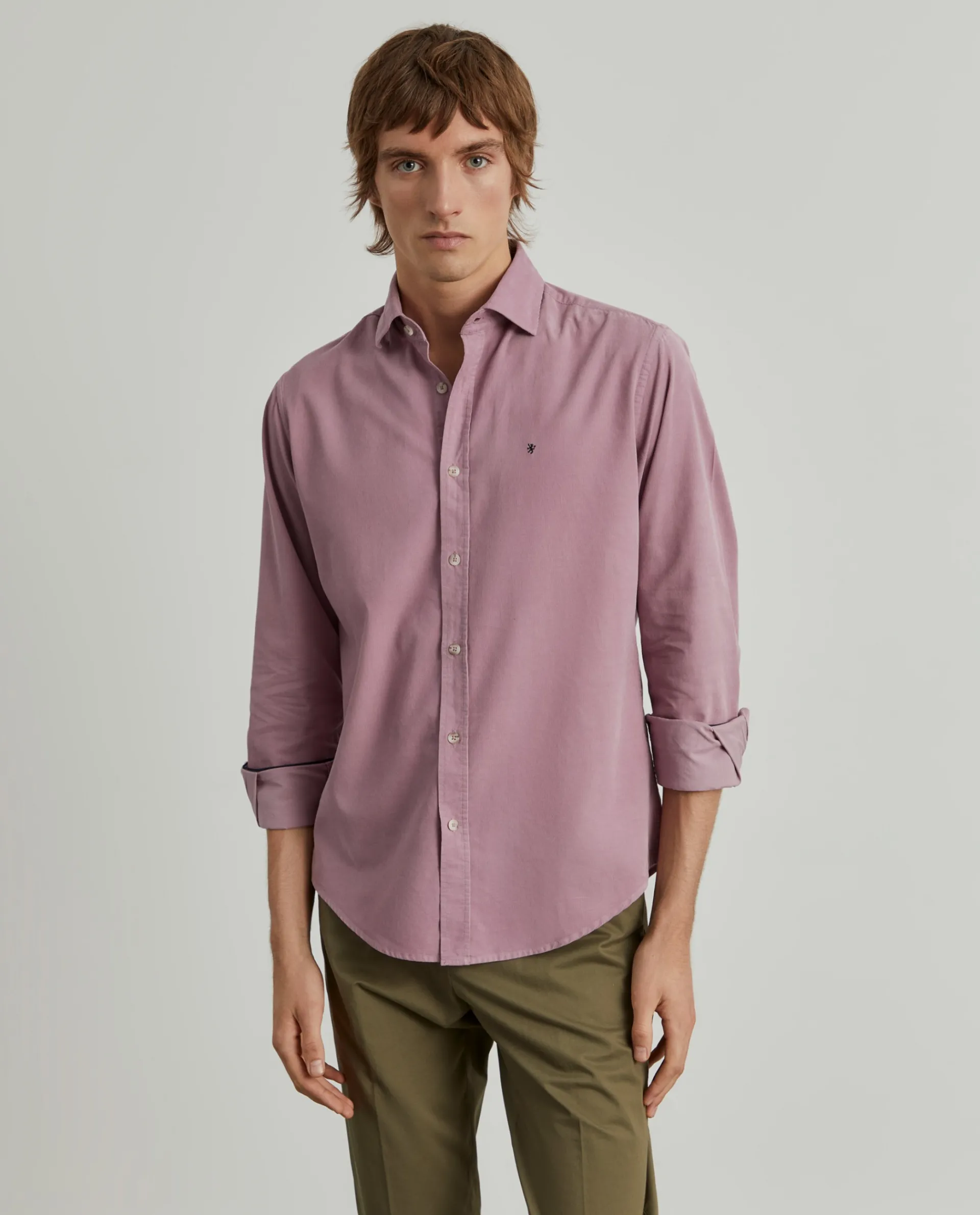 Discount LION OF PORCHES Camisa slim fit de bombazine 467 Rosa Vellho