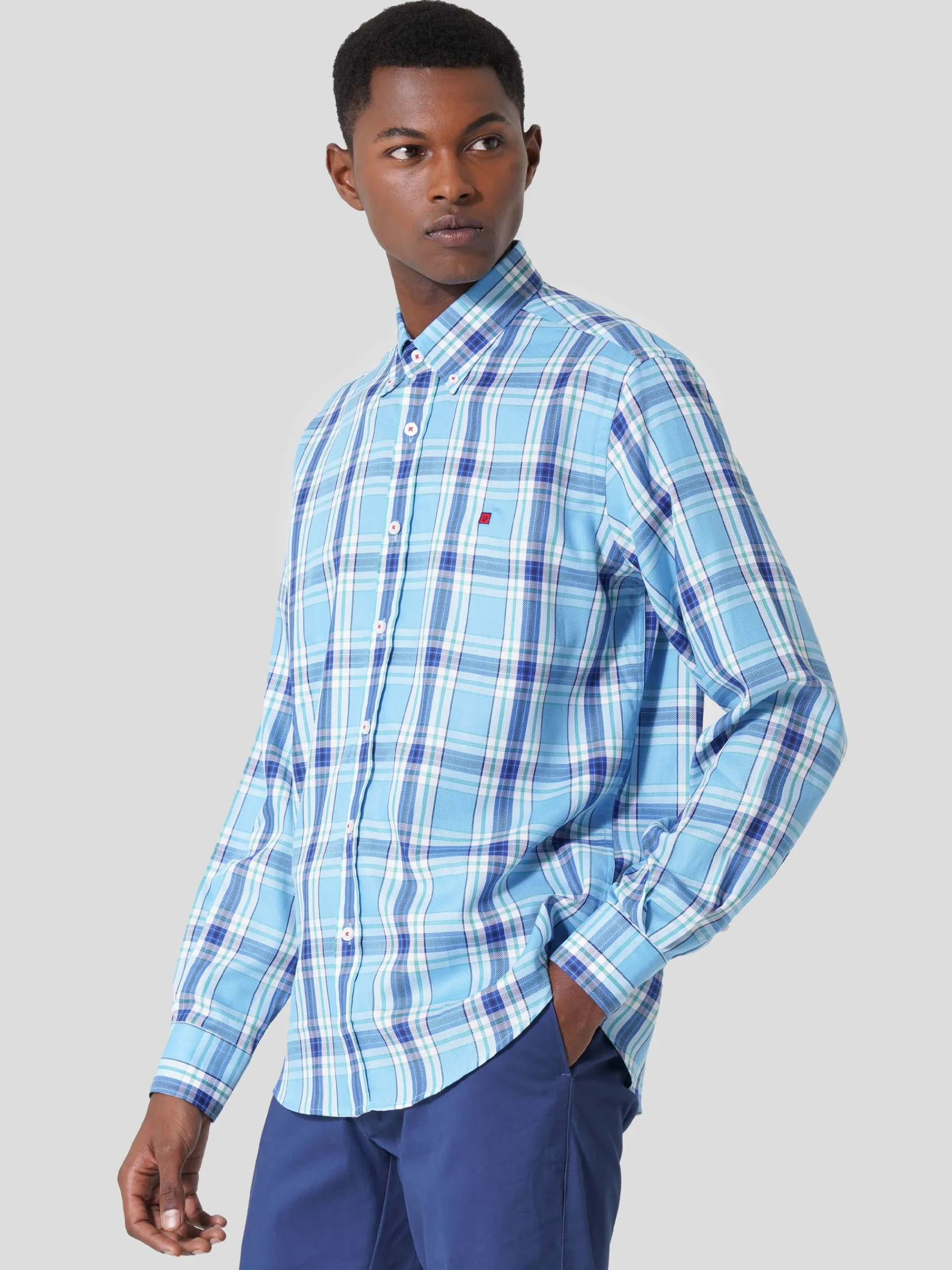 Cheap LION OF PORCHES Camisa xadrez regular fit 551 Azul