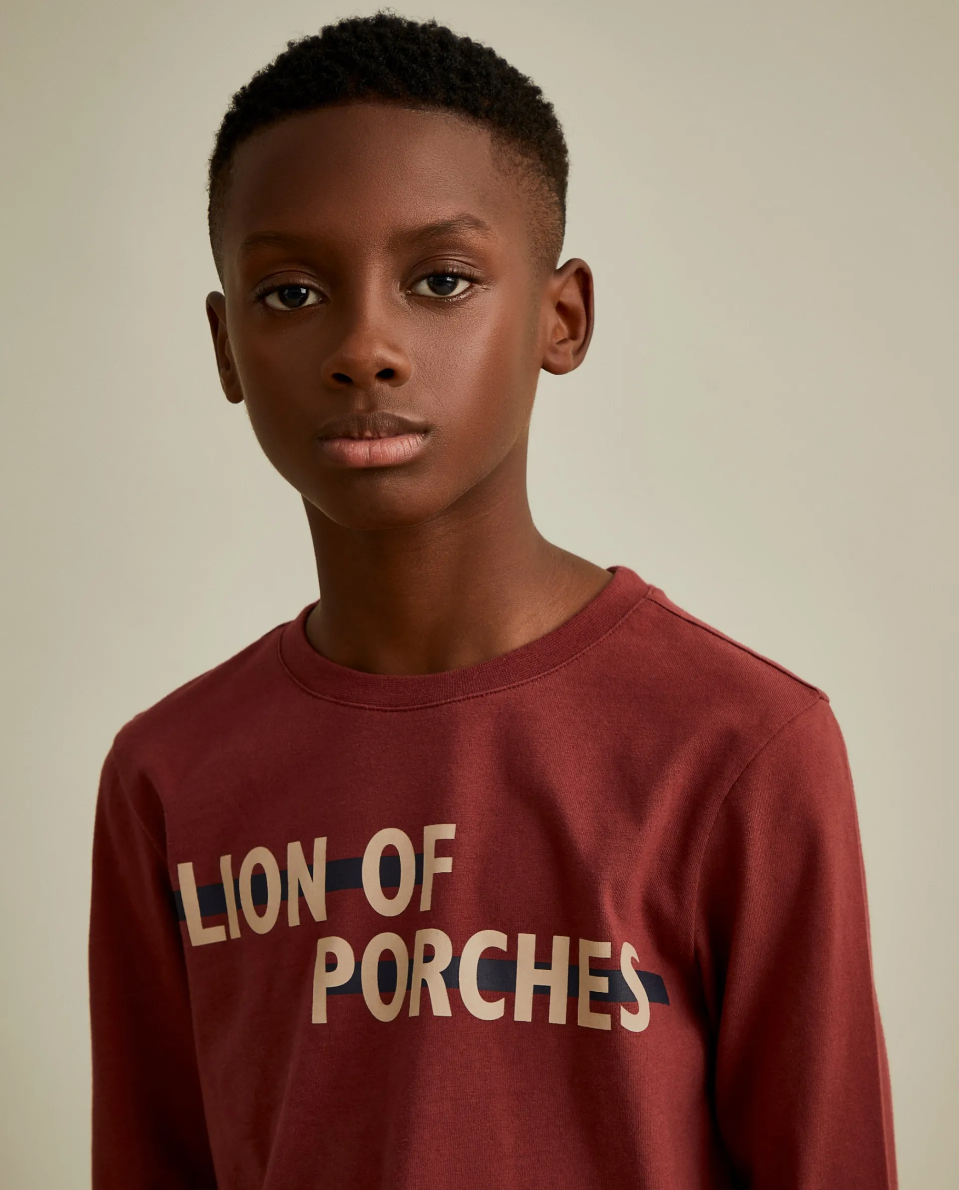 Cheap LION OF PORCHES Camisola de malha com branding no peito 372 Vermelho Escuro