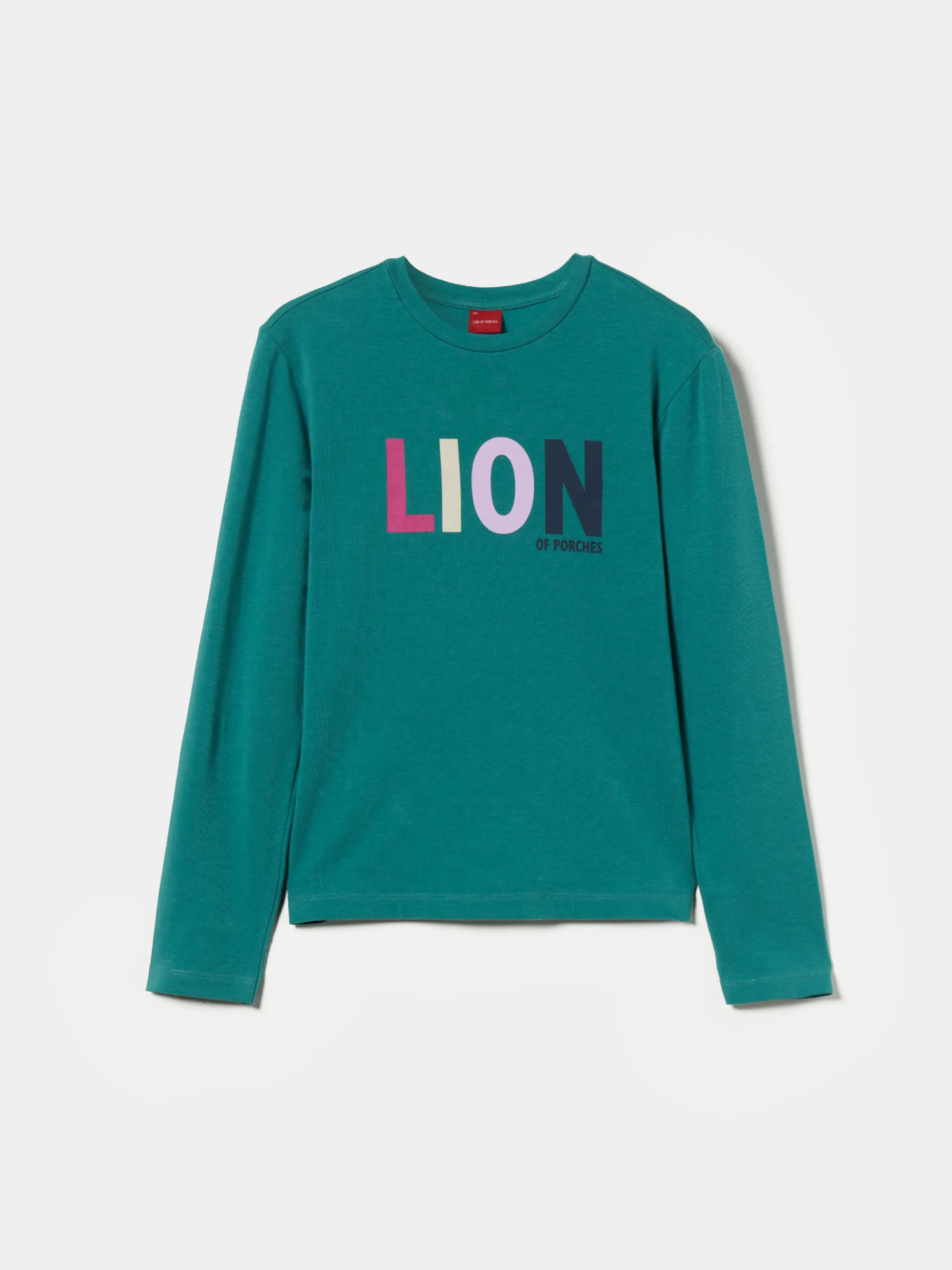 Best LION OF PORCHES Camisola em algodão com logotipo 628 Verde Petroleo