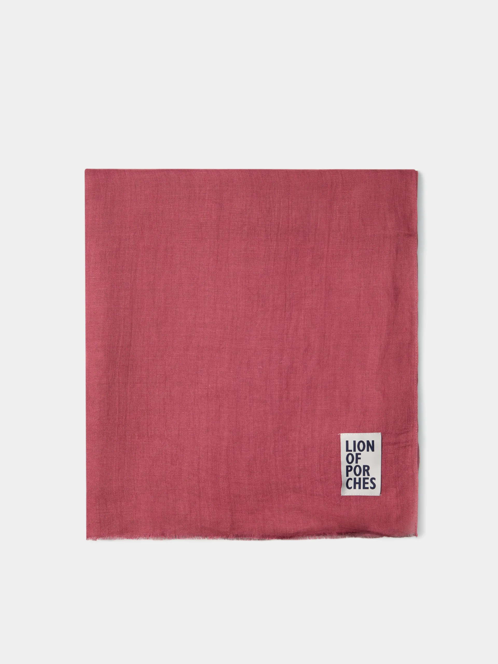 Hot LION OF PORCHES Echarpe para homem de linho e viscose com franjas e branding 402 Rosa Claro