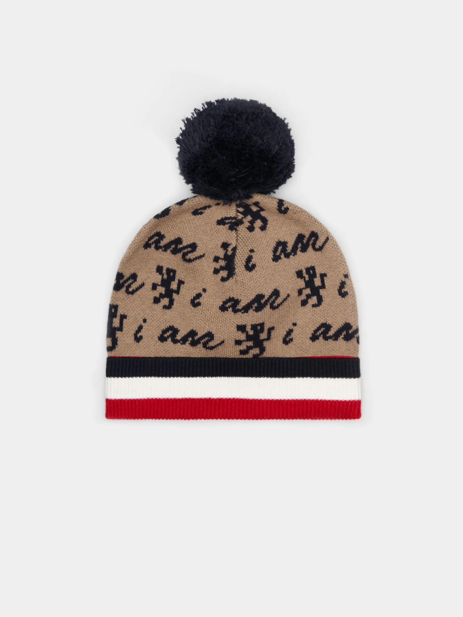 Discount LION OF PORCHES Gorro com pompom e branding all over 092 Camel