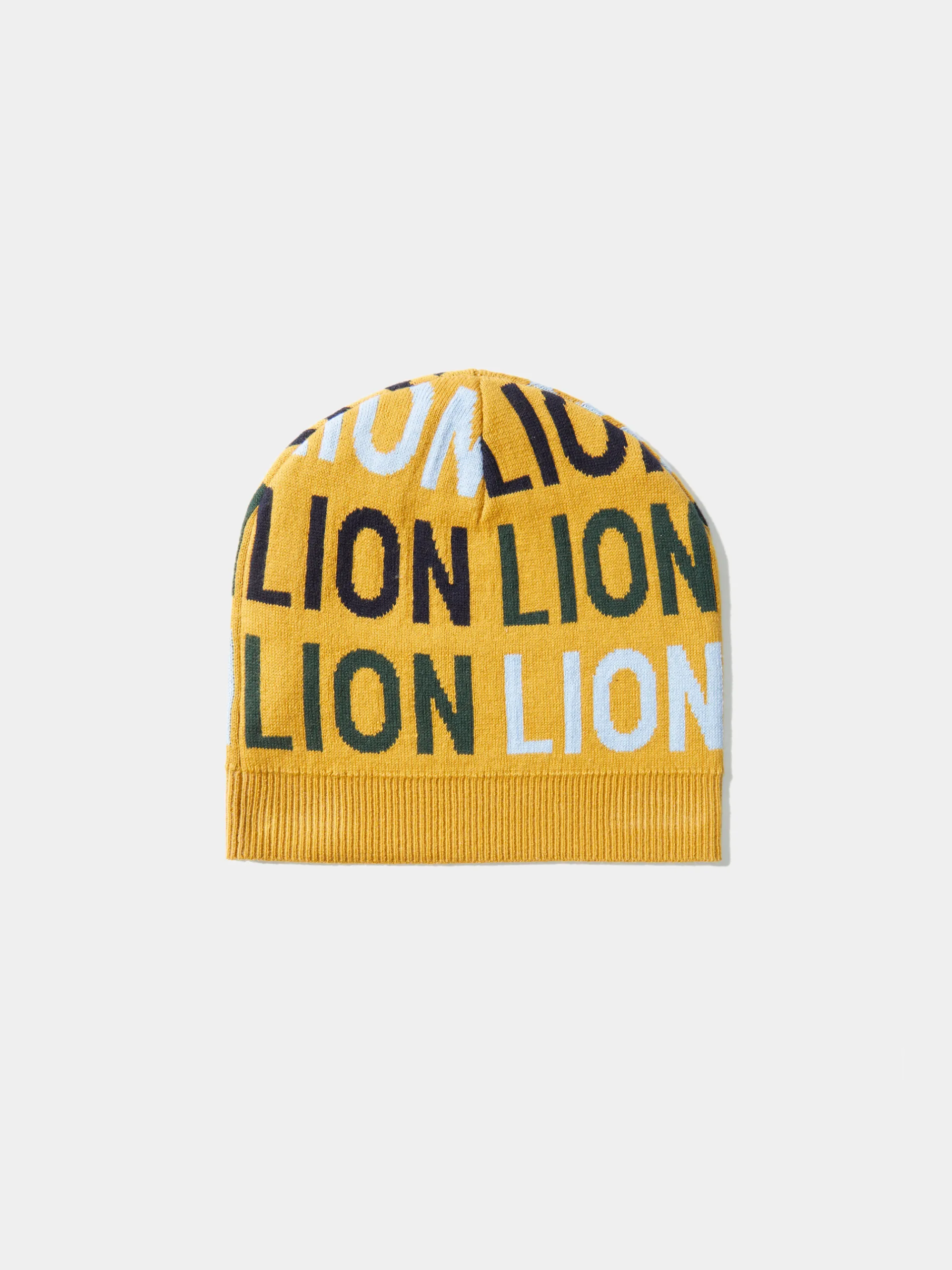 Hot LION OF PORCHES Gorro de algodão e caxemira com lettering 175 Amarelo Palha