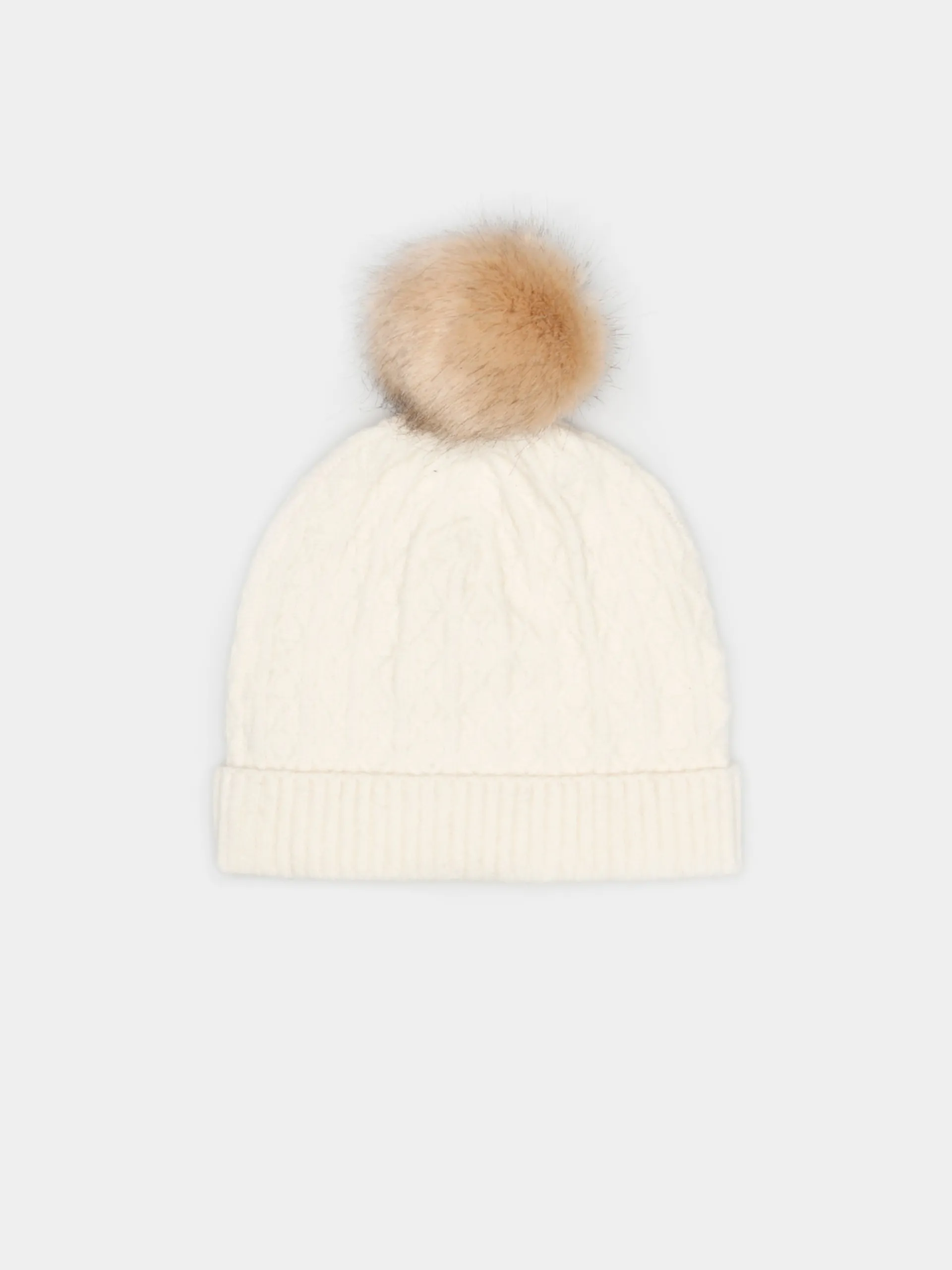 Outlet LION OF PORCHES Gorro em malha tricotada com pompom 002 Cru