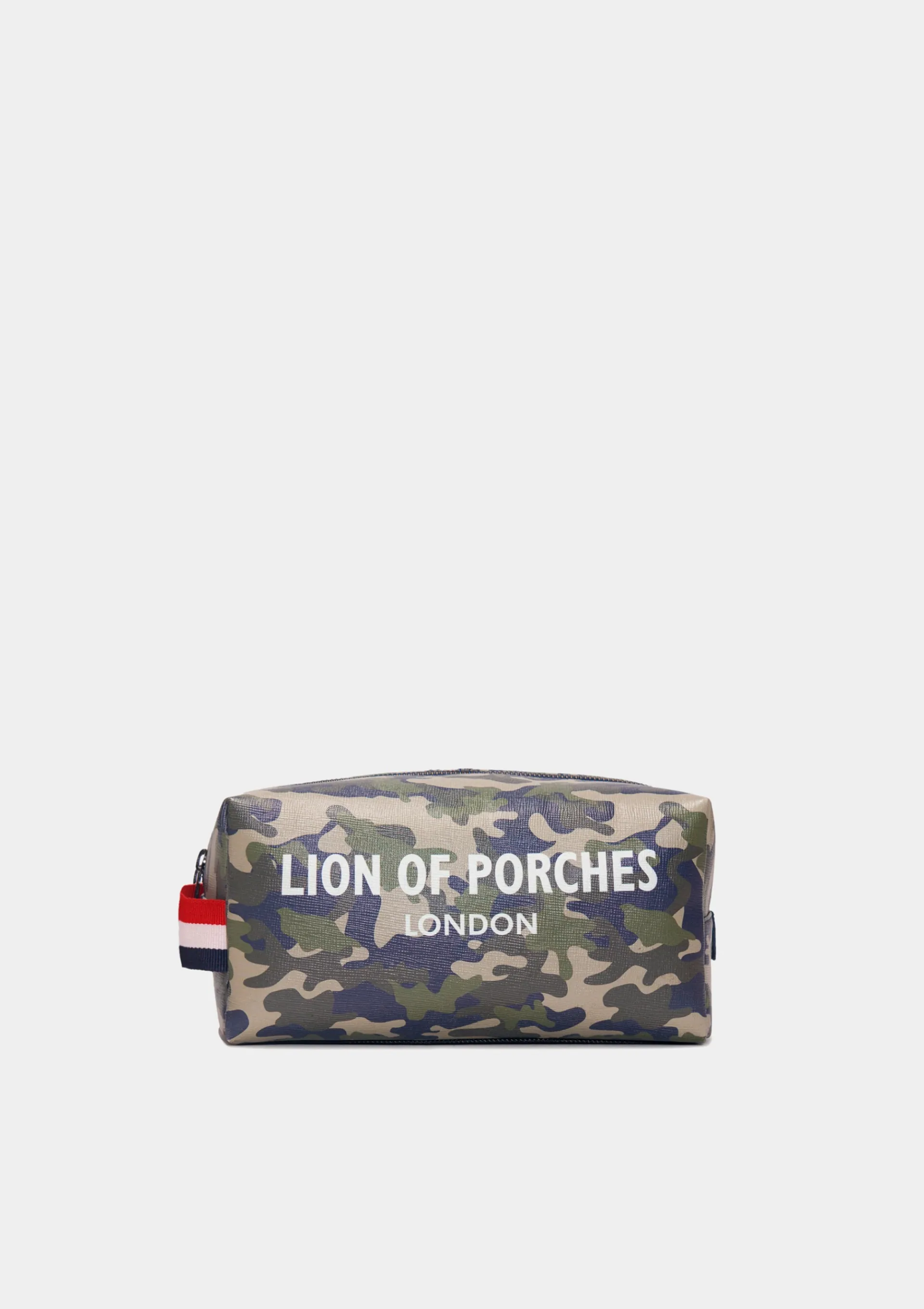 Discount LION OF PORCHES Necessaire para homem em pele com padrão e fecho 657 Kaki