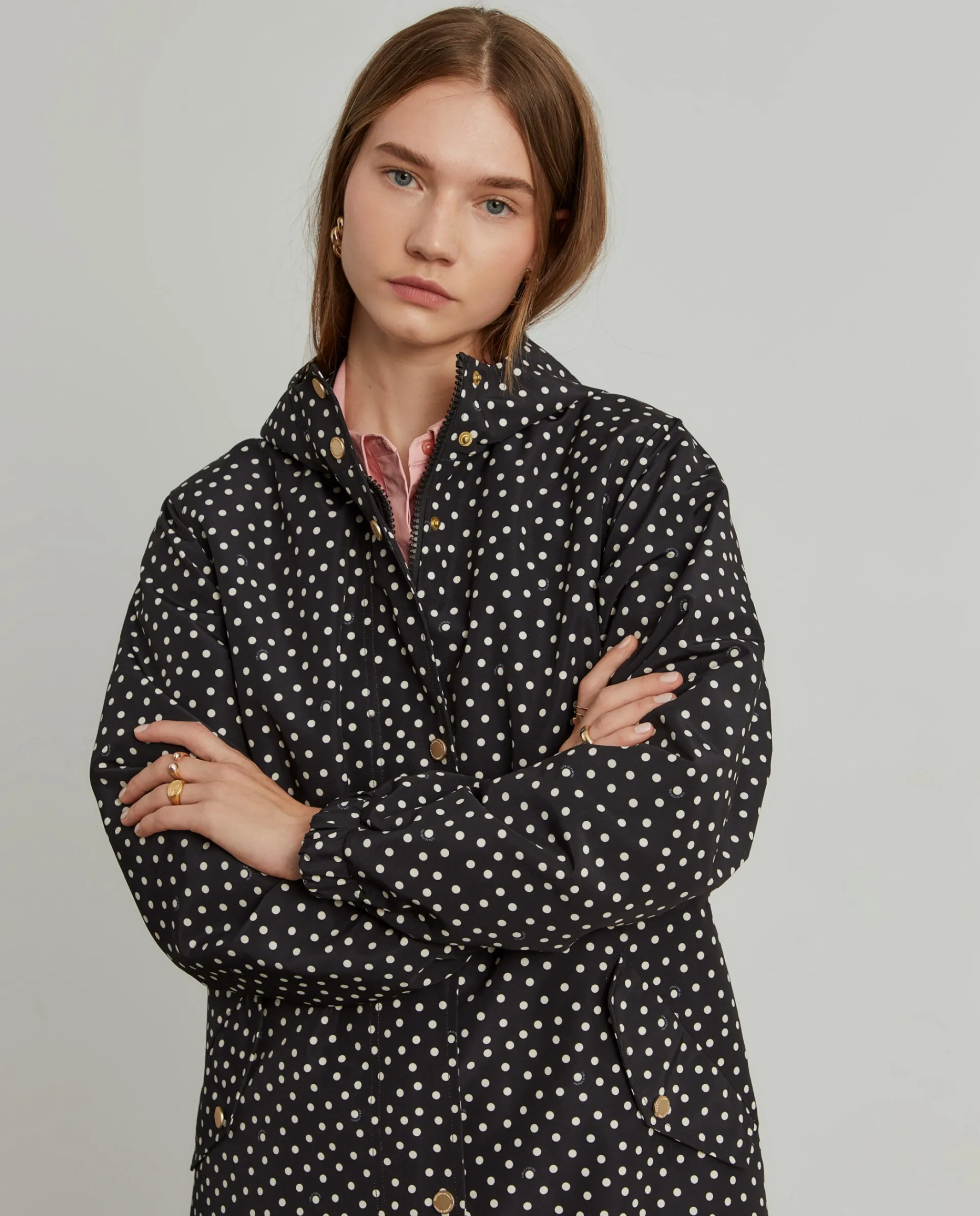 Cheap LION OF PORCHES Parka comprida polka dots com capuz 999 Preto