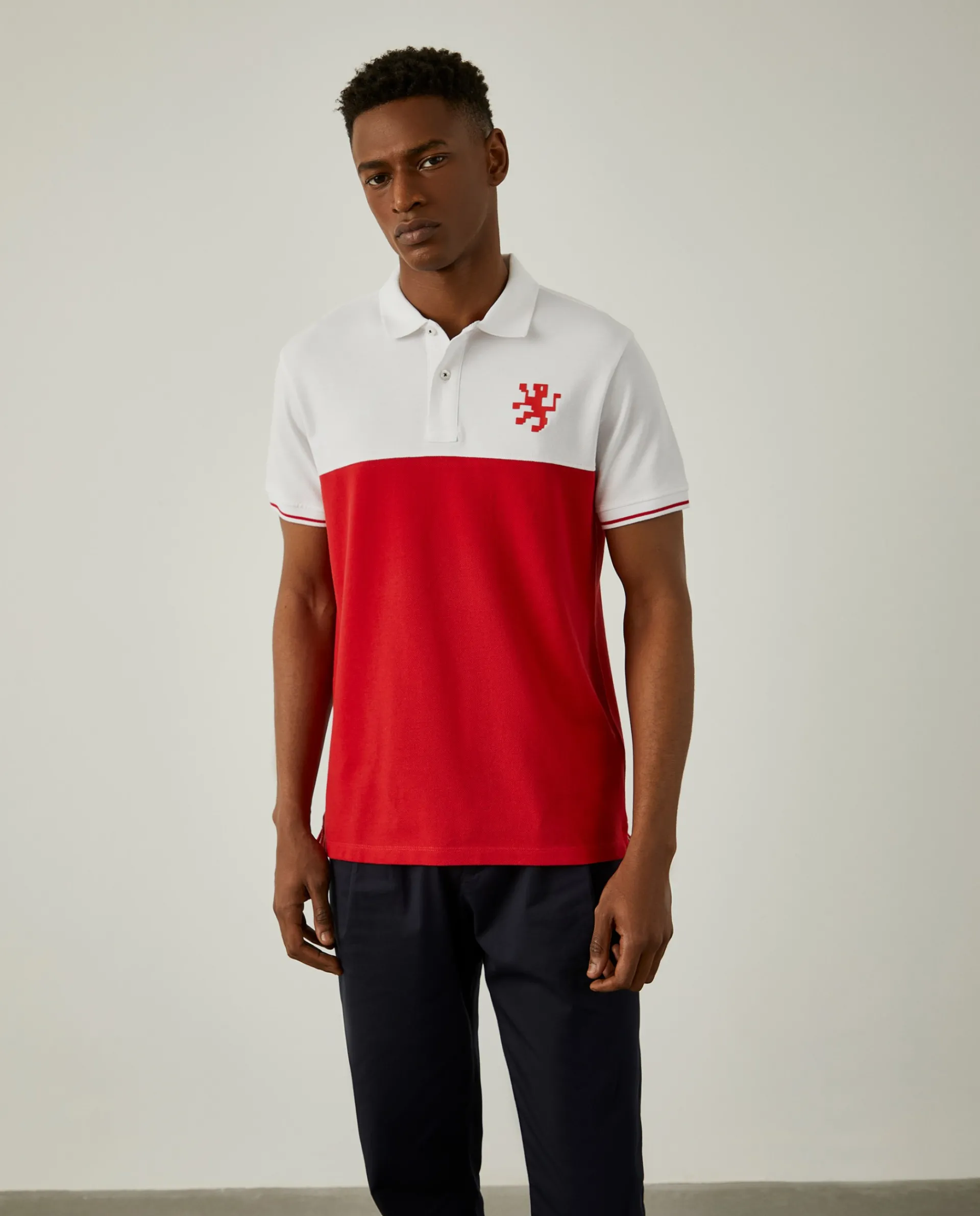 Discount LION OF PORCHES Polo bicolor slim fit 350 Vermelho