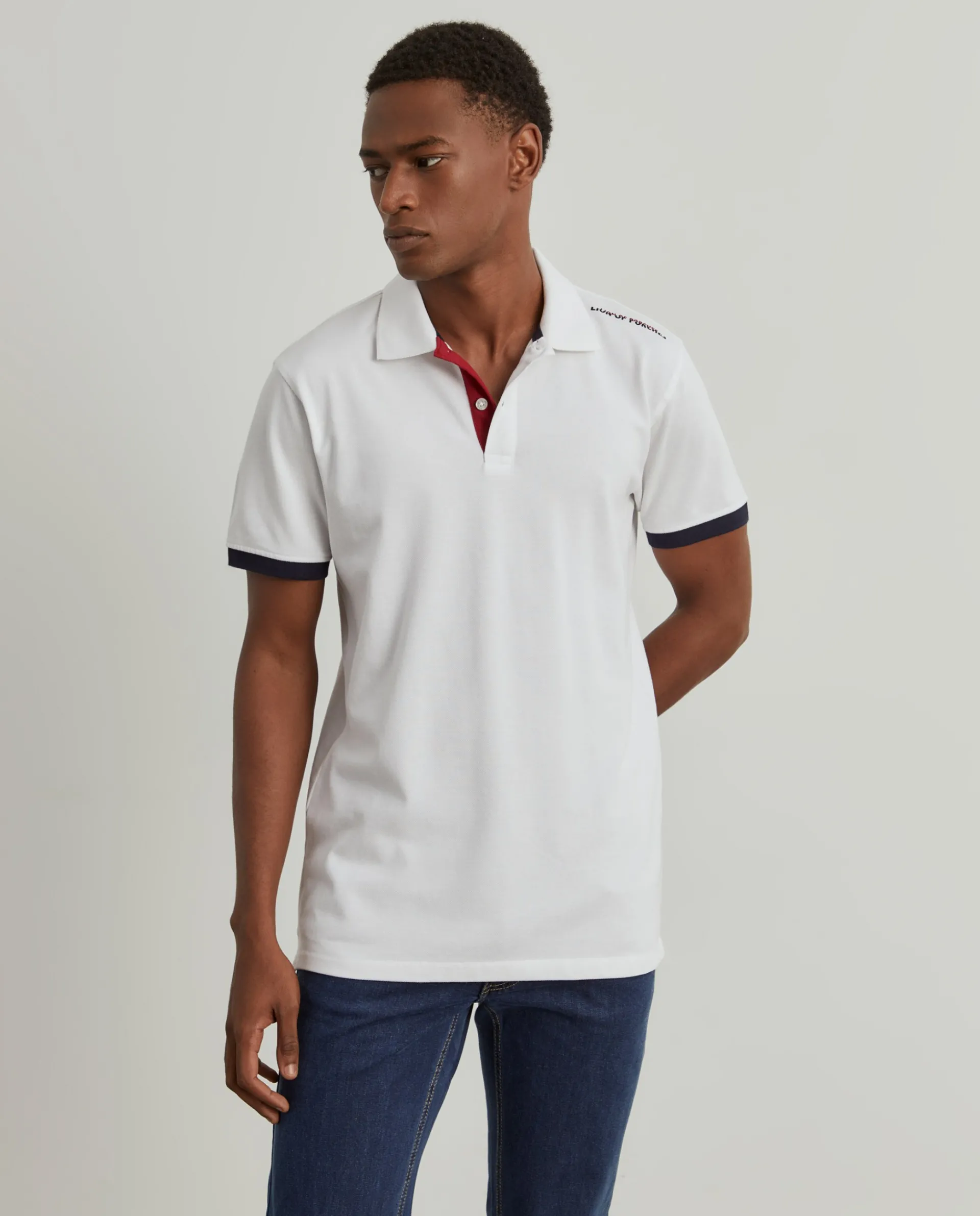 Shop LION OF PORCHES Polo piqué em algodão 001 Branco