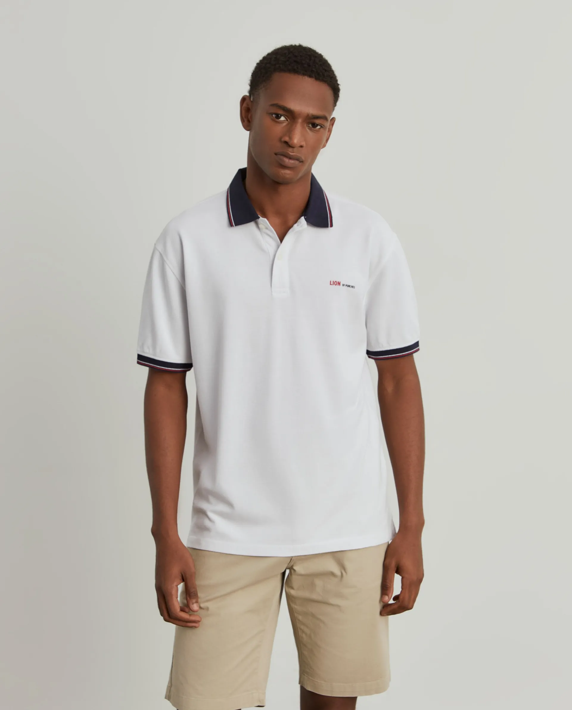 Discount LION OF PORCHES Polo piqué regular fit 001 Branco