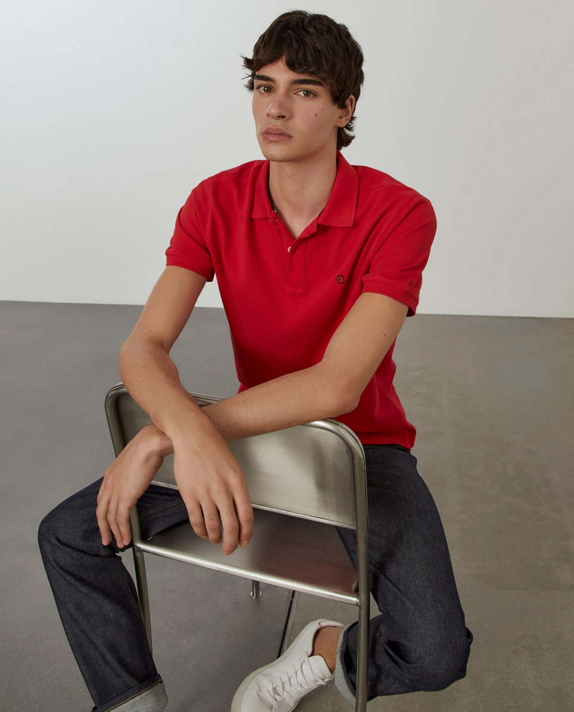 Fashion LION OF PORCHES Polo piqué regular fit em algodão 350 Vermelho