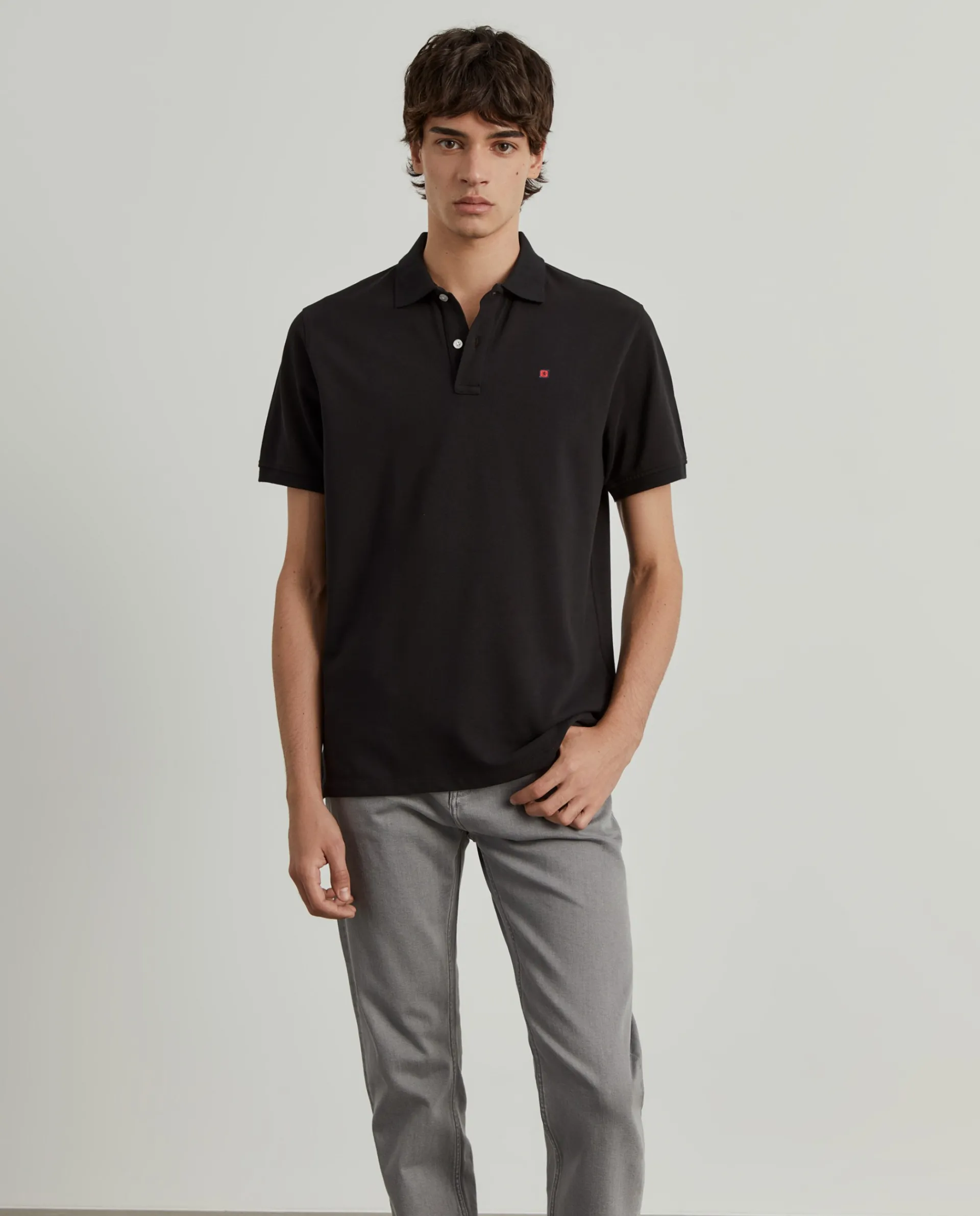 Clearance LION OF PORCHES Polo piqué regular fit em algodão 999 Preto