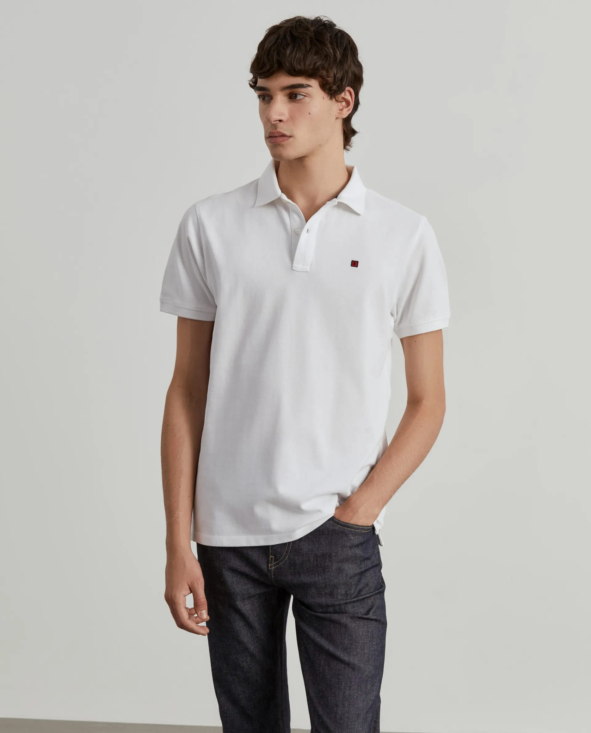 Online LION OF PORCHES Polo piqué regular fit em algodão 001 Branco