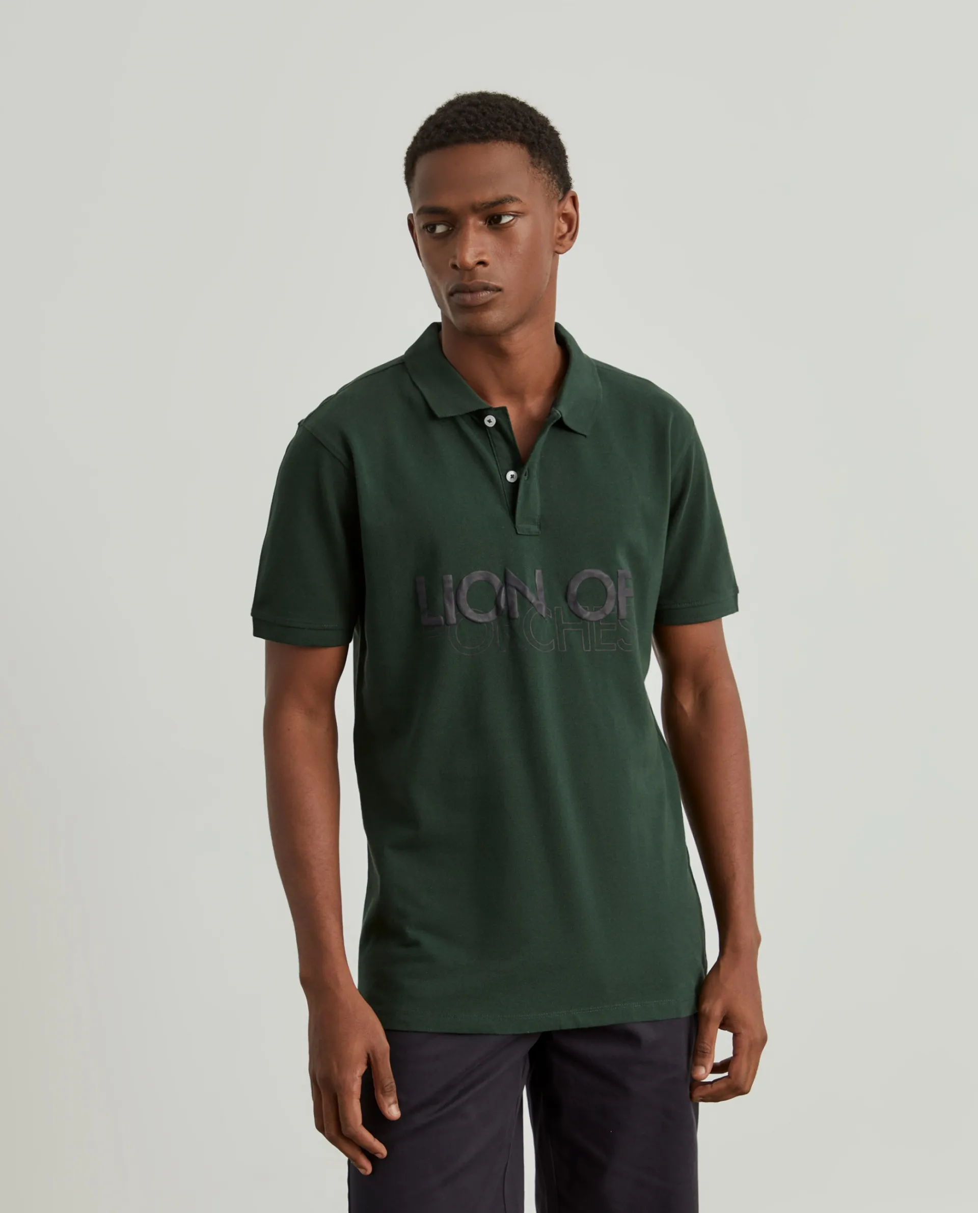 New LION OF PORCHES Polo piqué slim fit 699 Verde Mais Escuro