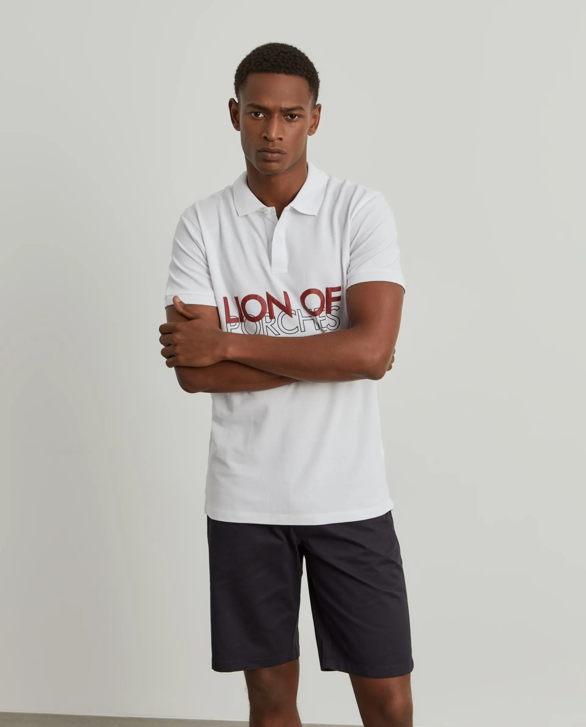 Cheap LION OF PORCHES Polo piqué slim fit 001 Branco