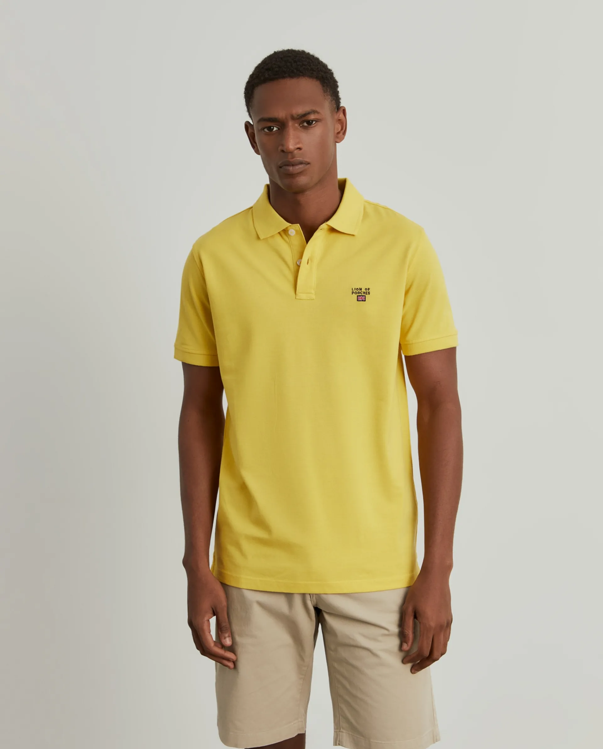 Hot LION OF PORCHES Polo piqué slim fit 170 Amarelo Médio