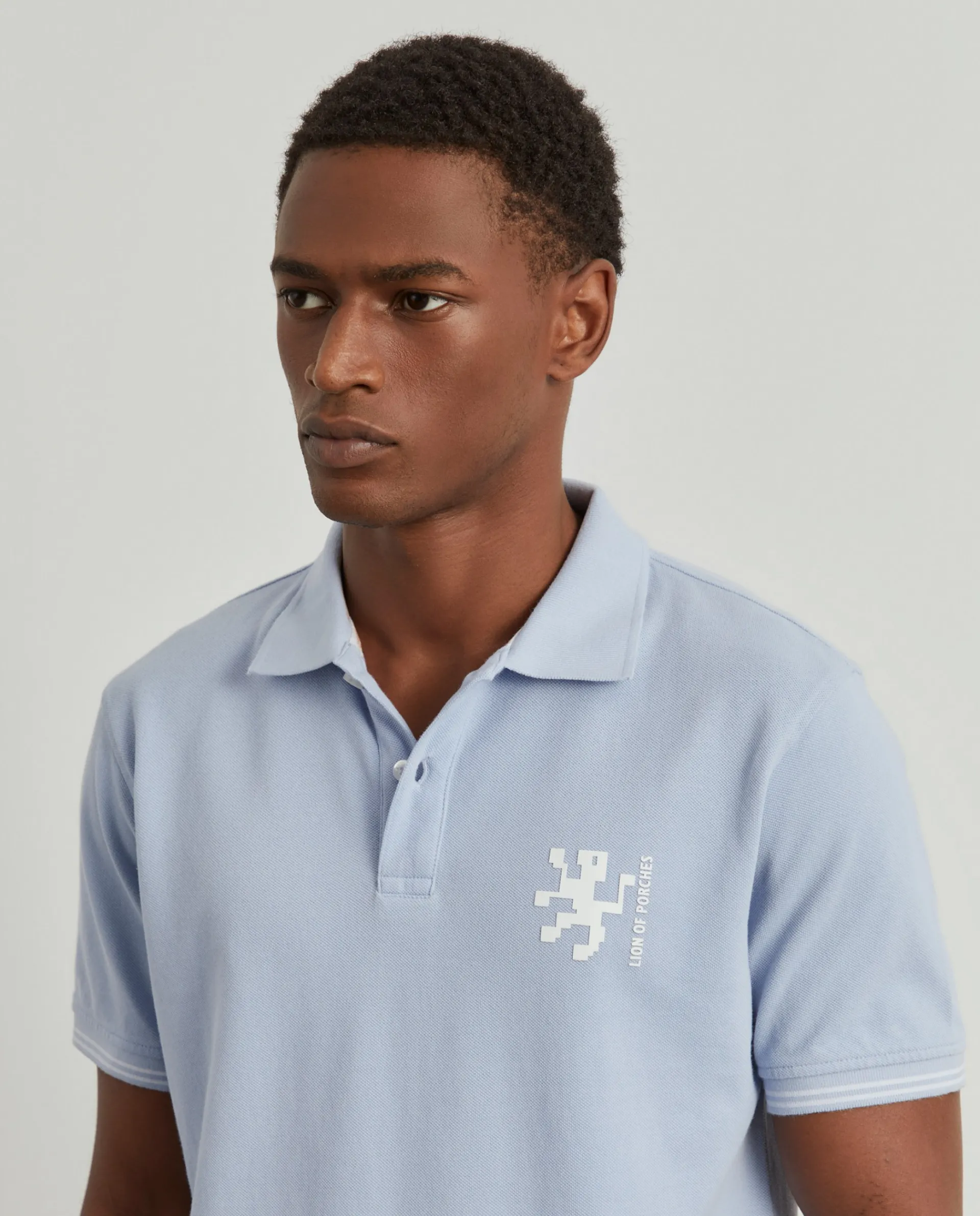 Discount LION OF PORCHES Polo piqué slim fit em algodão 510 Azul Claro