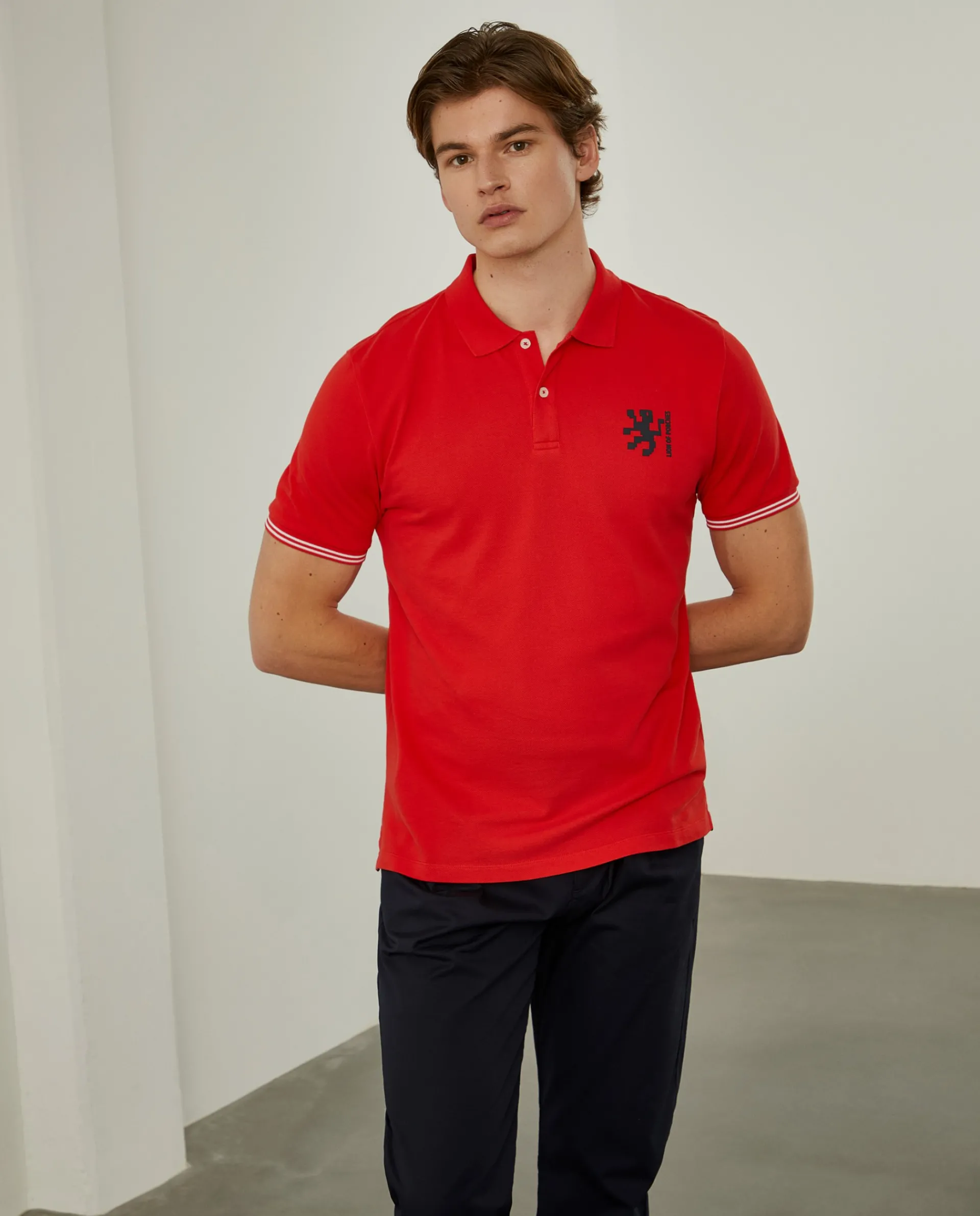 Discount LION OF PORCHES Polo piqué slim fit em algodão 350 Vermelho