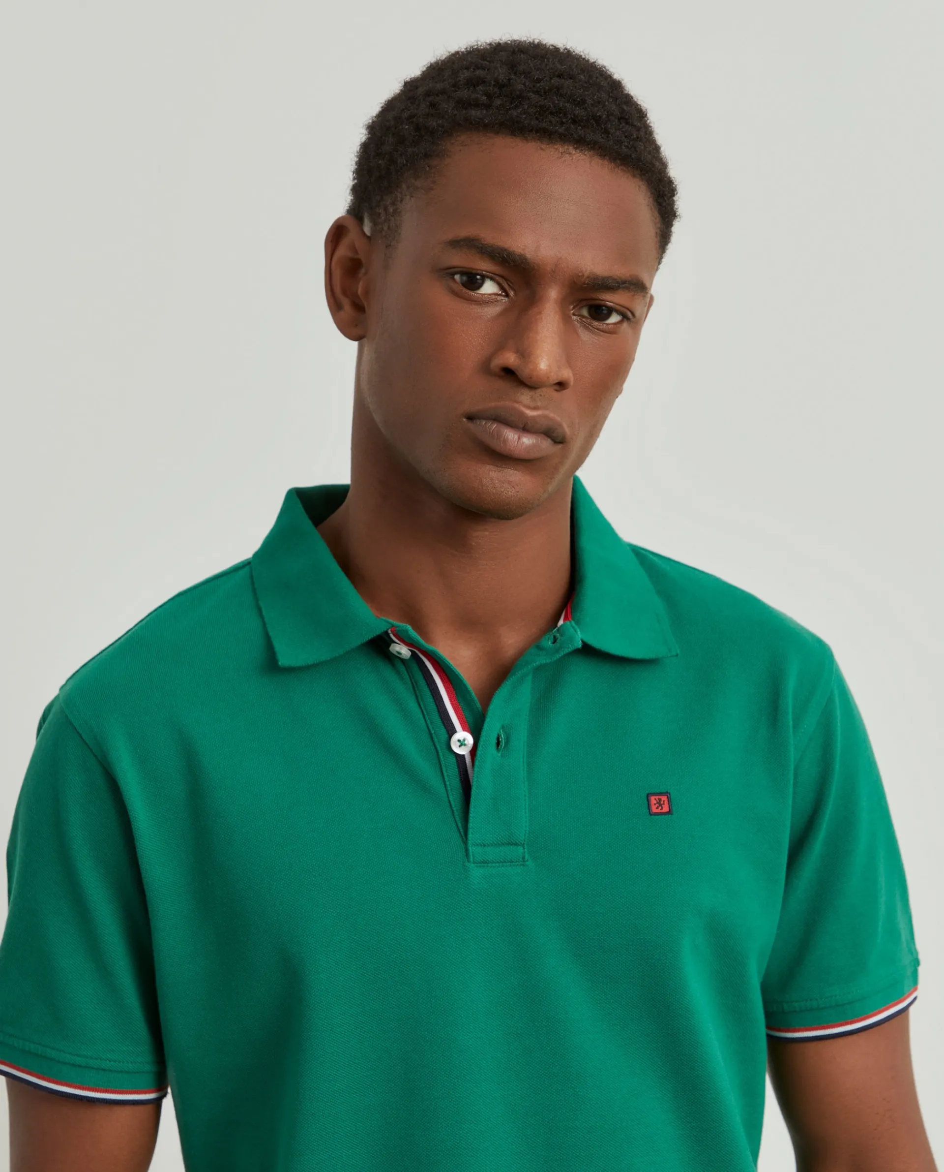 New LION OF PORCHES Polo piqué slim fit em algodão 693 Verde Bandeira