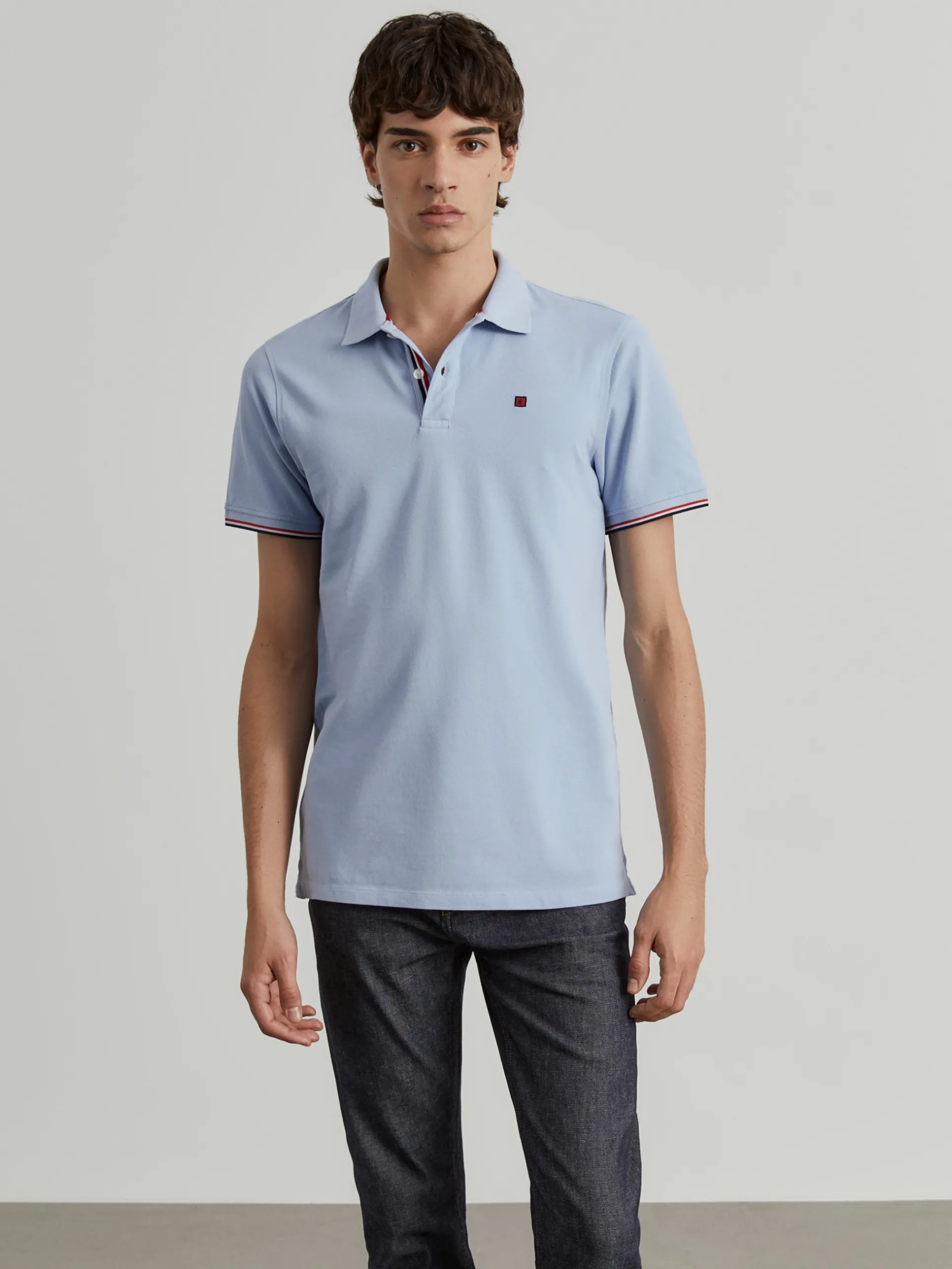 Online LION OF PORCHES Polo piqué slim fit em algodão 510 Azul Claro