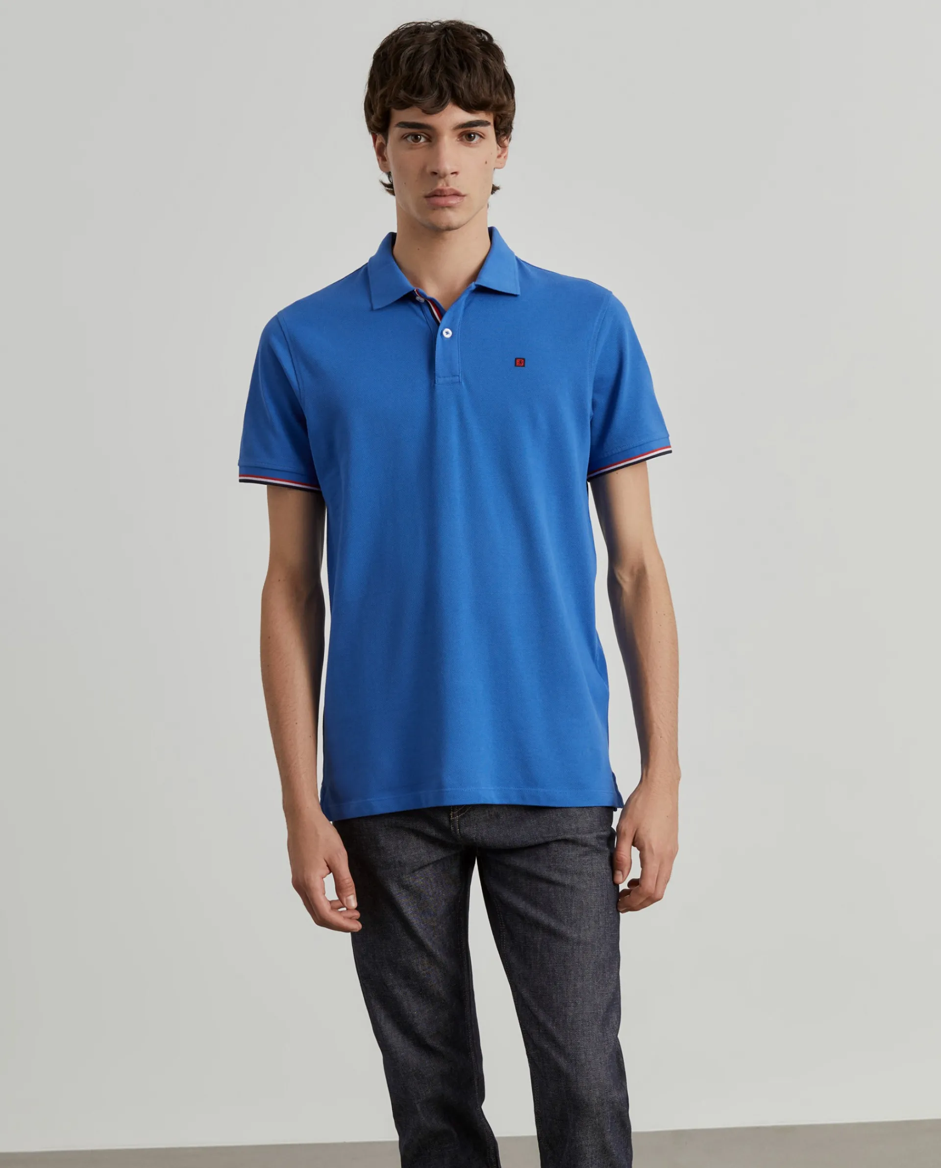 Sale LION OF PORCHES Polo piqué slim fit em algodão 570 Azul Porto