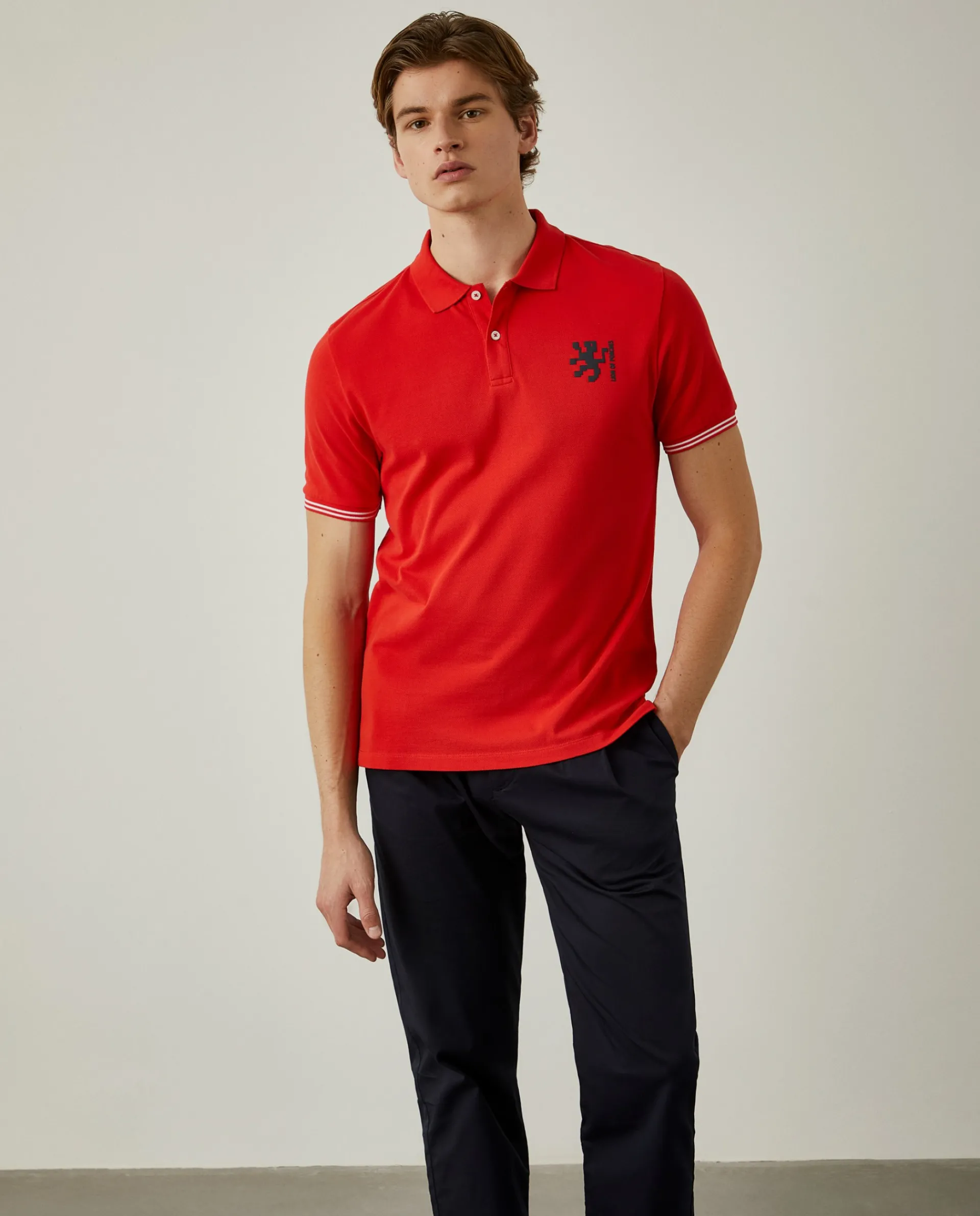 Discount LION OF PORCHES Polo piqué slim fit em algodão 350 Vermelho