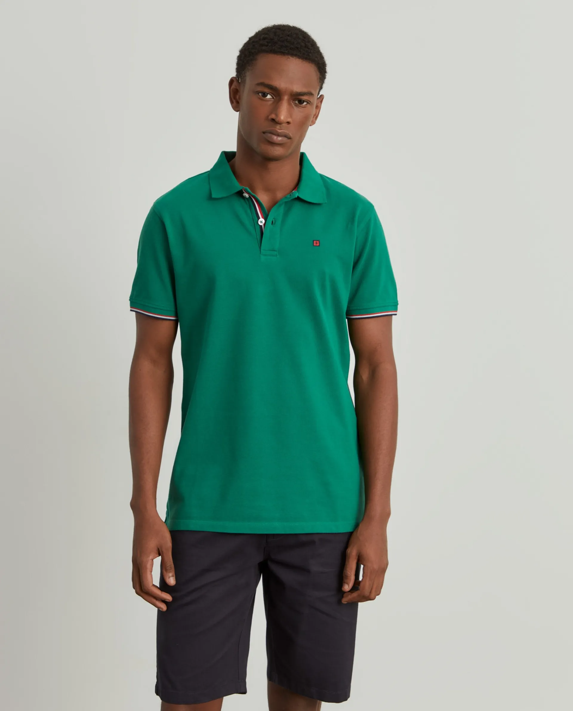 New LION OF PORCHES Polo piqué slim fit em algodão 693 Verde Bandeira