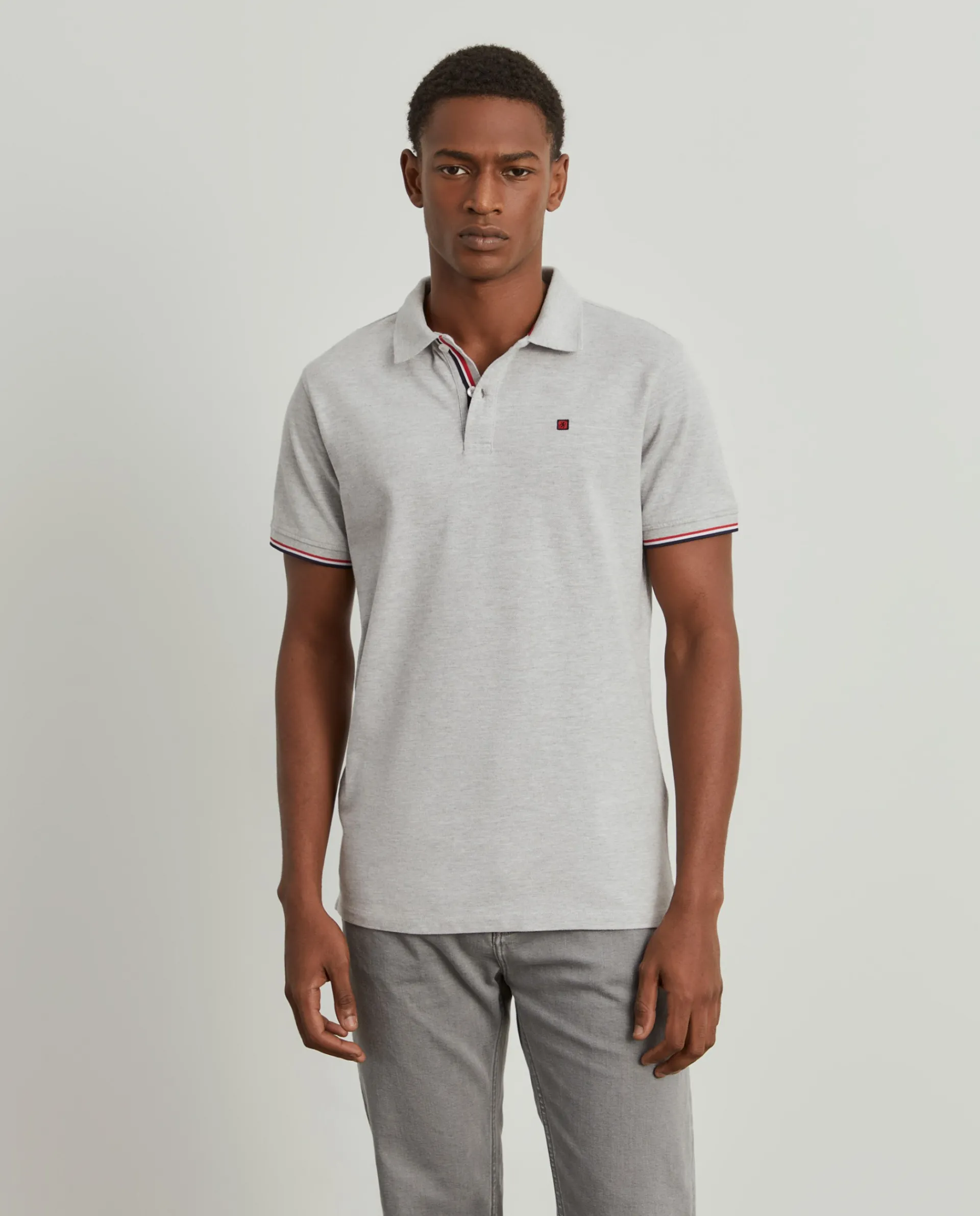 Sale LION OF PORCHES Polo piqué slim fit em algodão 920 Cinza Mescla Claro