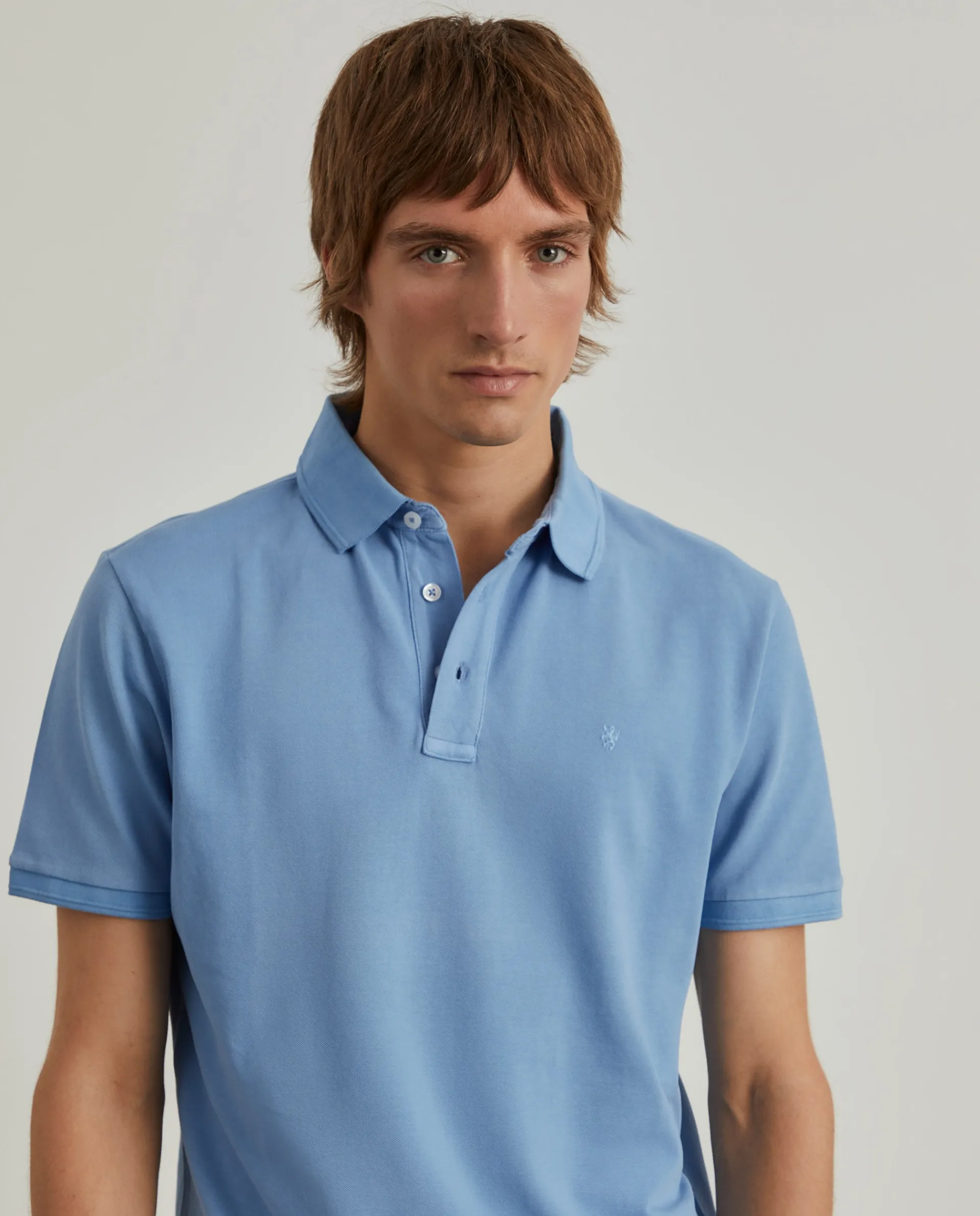 Best LION OF PORCHES Polo piqué slim fit garment dye 550 Azul Acinzentado