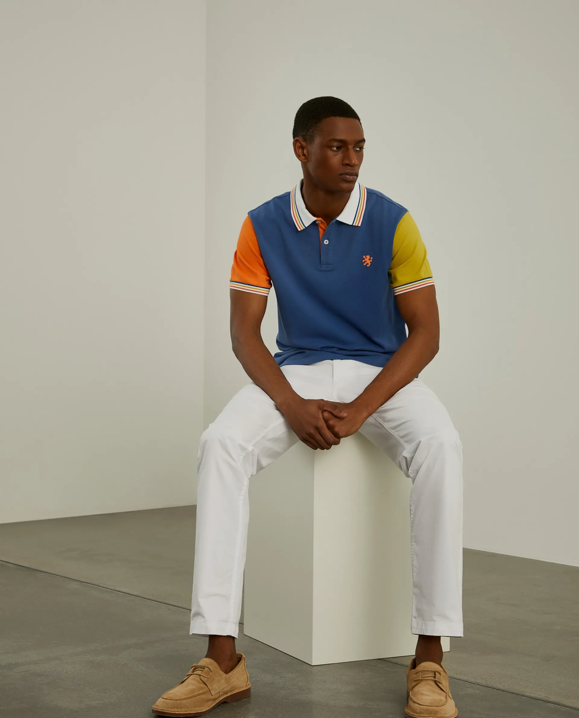 Flash Sale LION OF PORCHES Polo piqué slim fit tricolor 563 Azul
