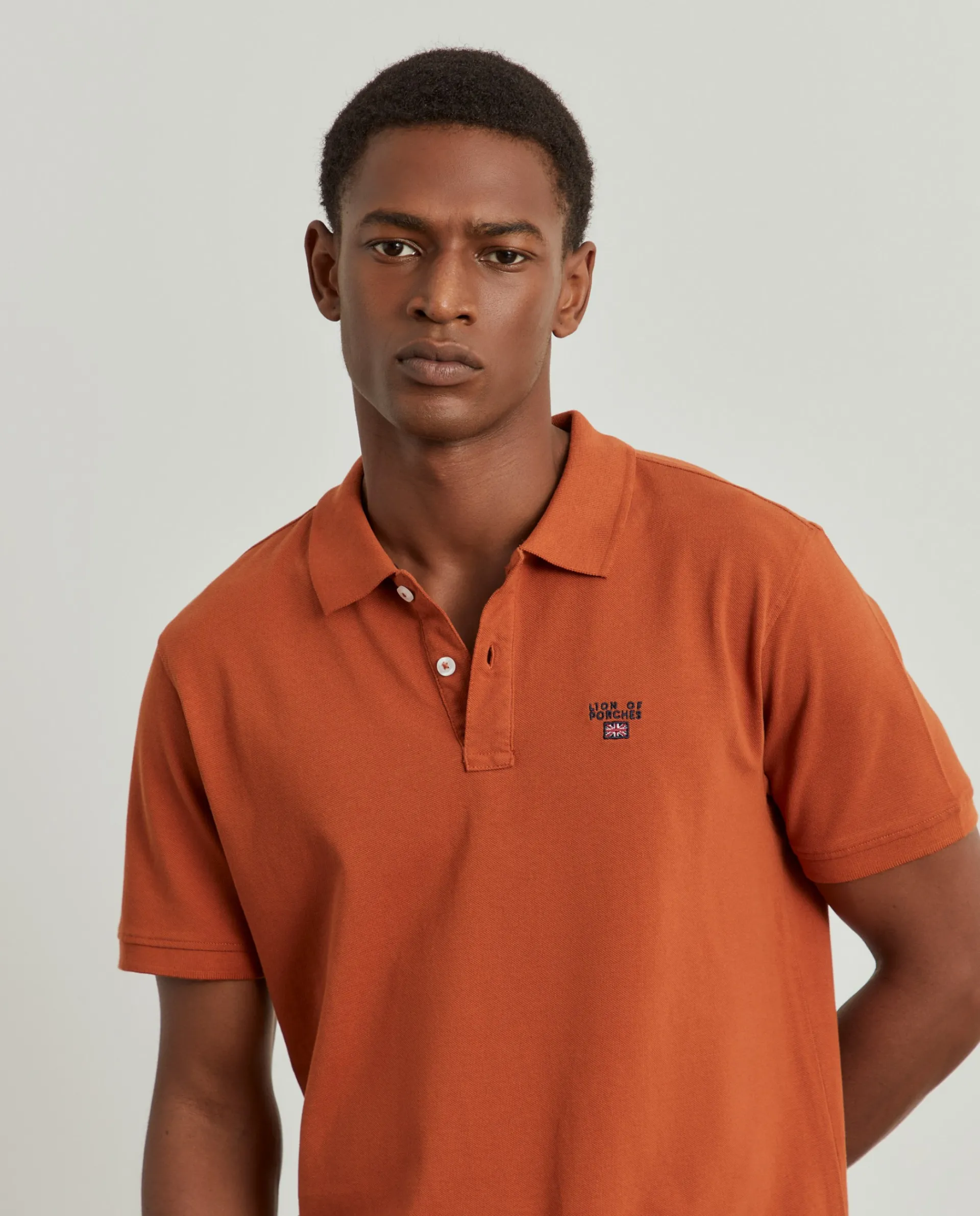 Shop LION OF PORCHES Polo regular fit 100% algodão 288 Pinhão