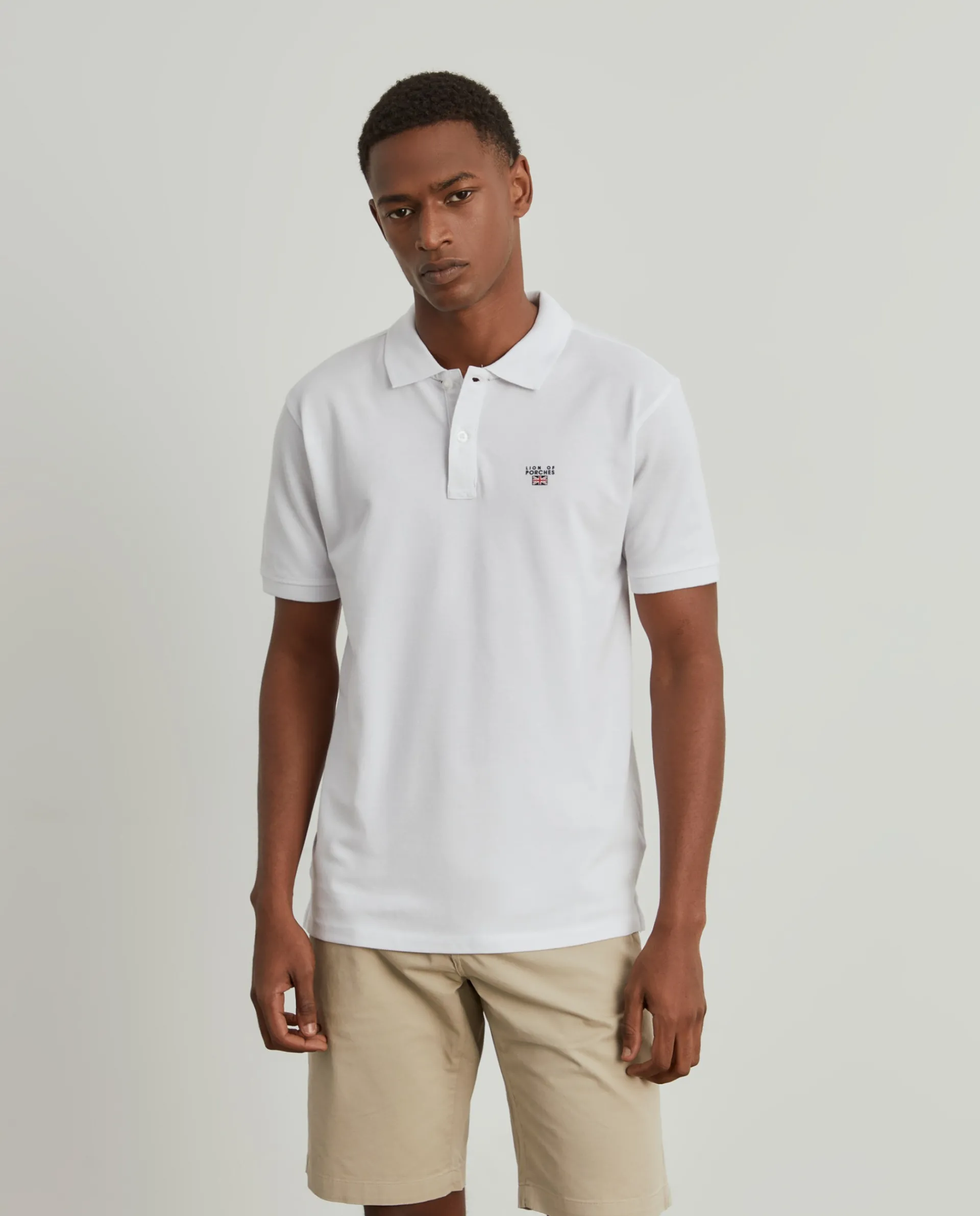 Discount LION OF PORCHES Polo slim fit 100% algodão 001 Branco