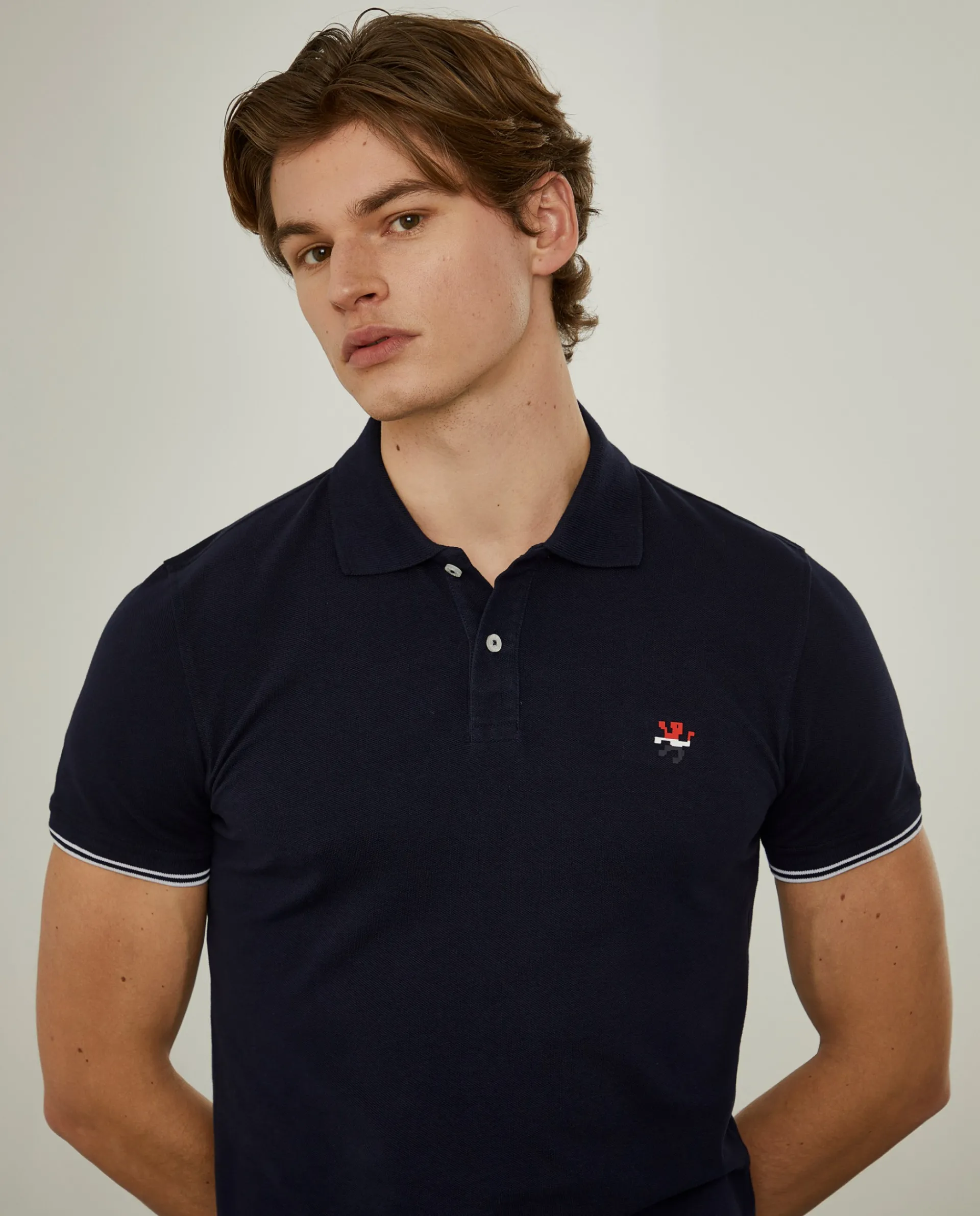 Cheap LION OF PORCHES Polo slim fit 100% algodão 599 Marinho