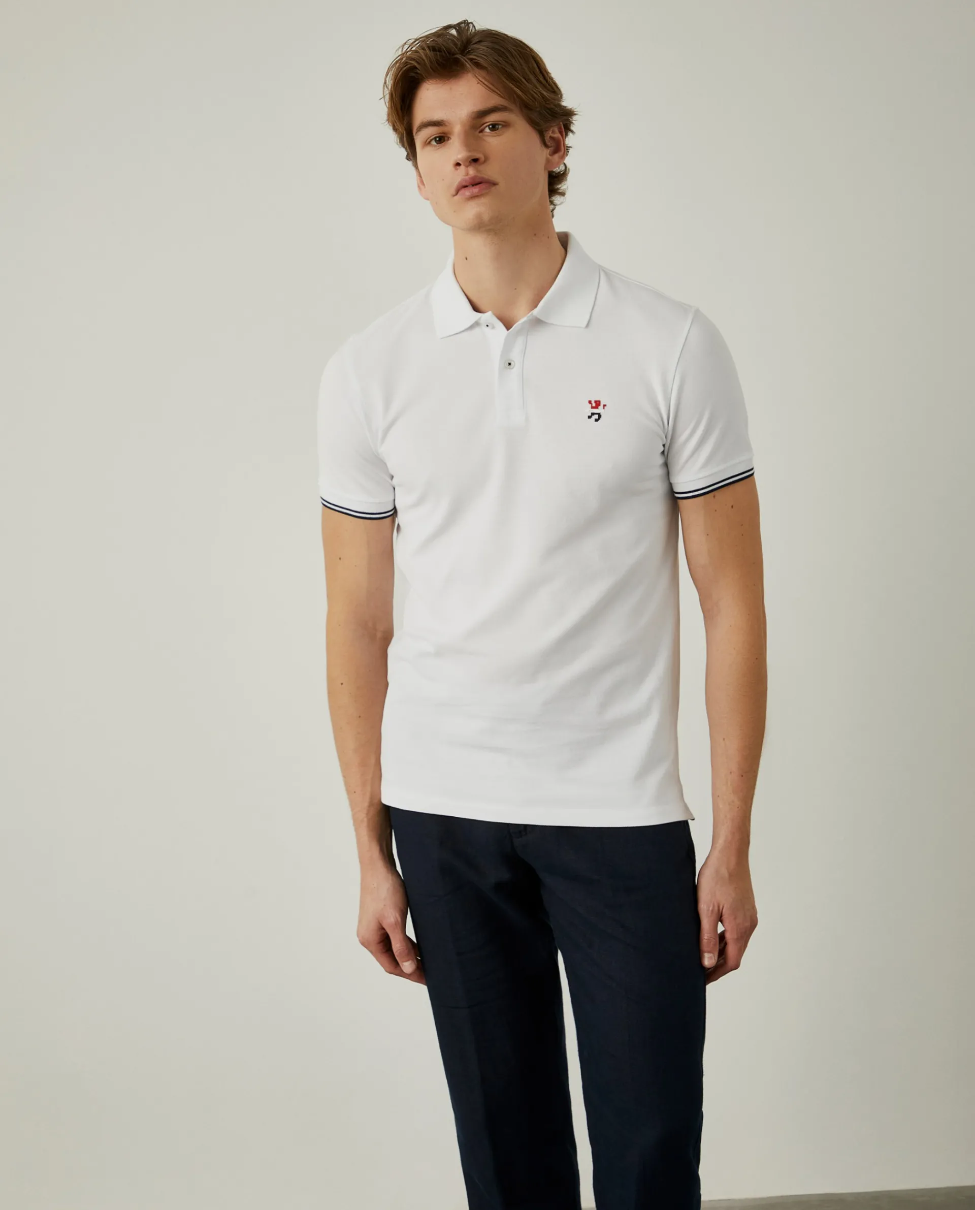 Outlet LION OF PORCHES Polo slim fit 100% algodão 001 Branco