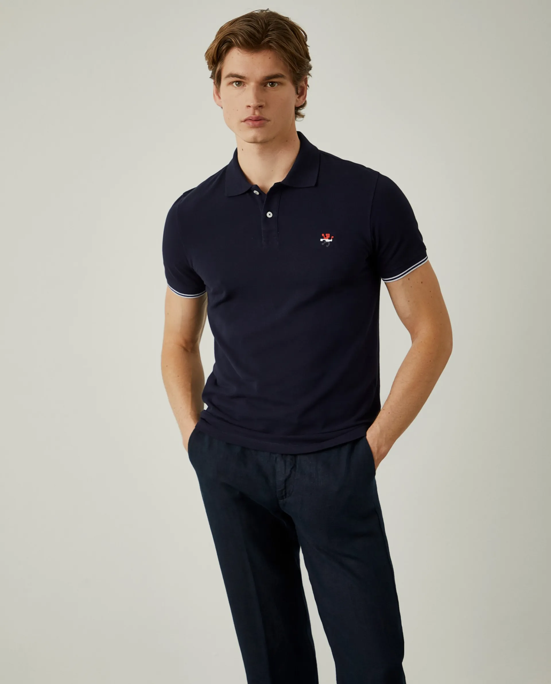 Cheap LION OF PORCHES Polo slim fit 100% algodão 599 Marinho