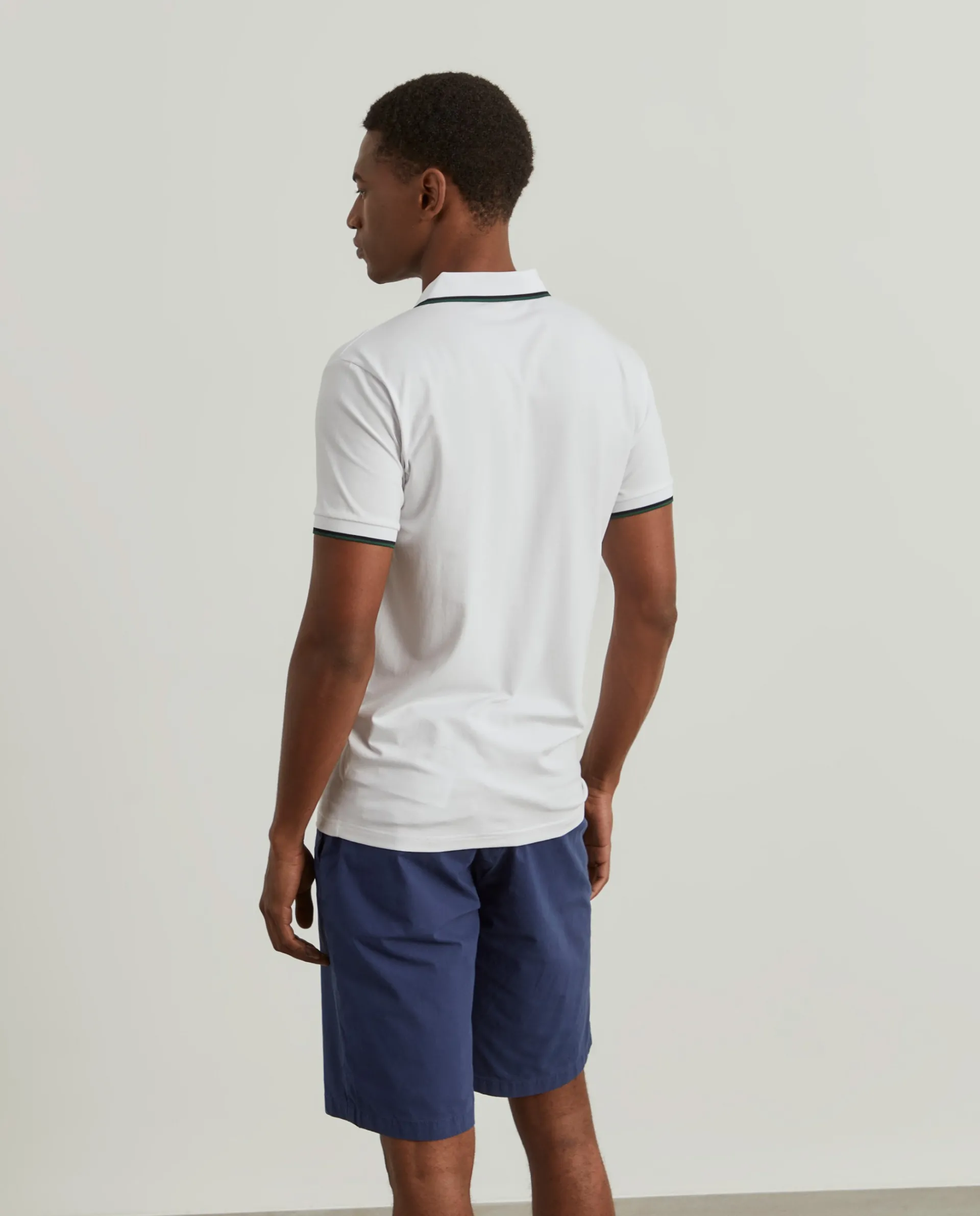 Outlet LION OF PORCHES Polo slim fit com fecho e riscas 001 Branco