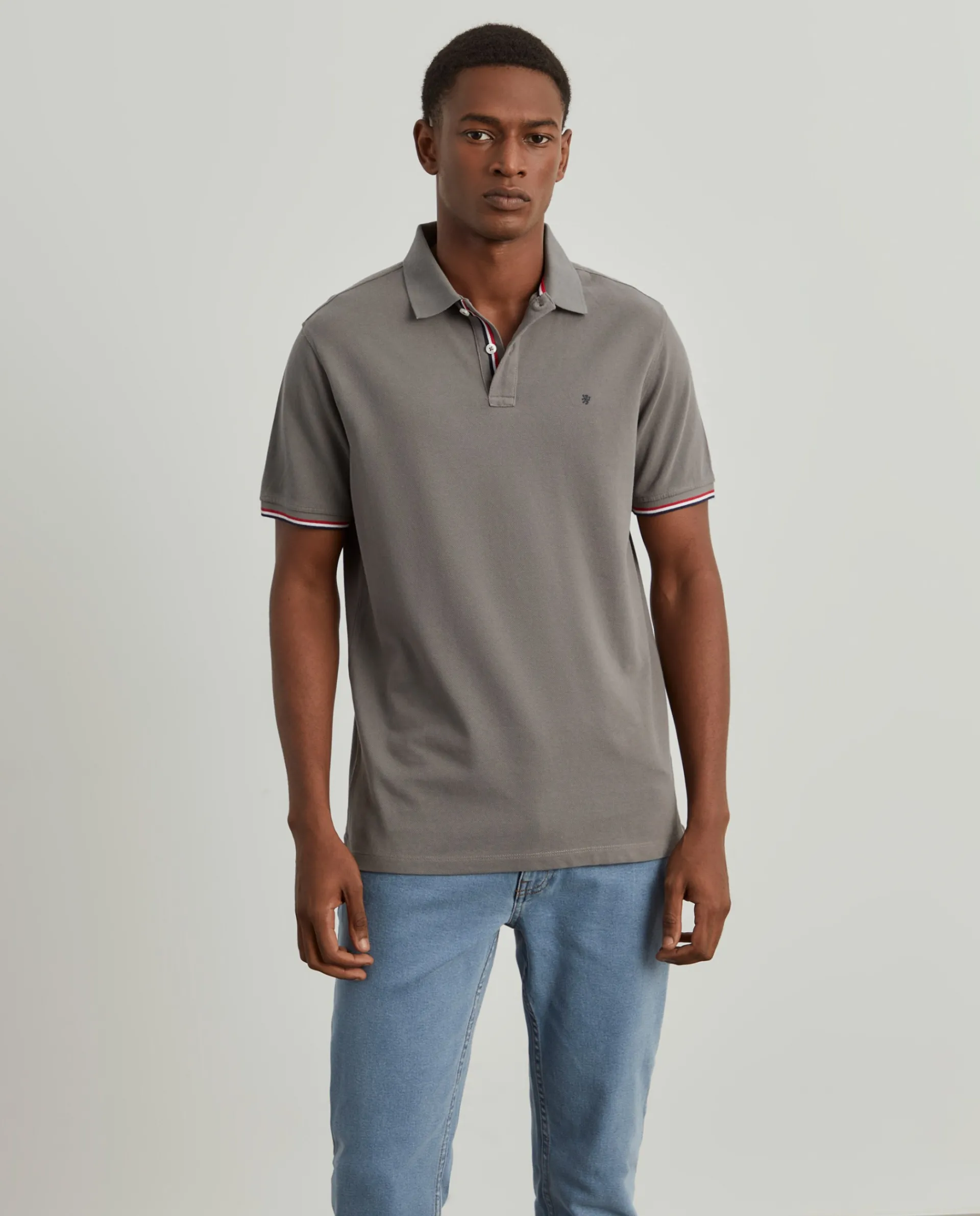 Online LION OF PORCHES Polo slim fit em algodão 930 Cinza