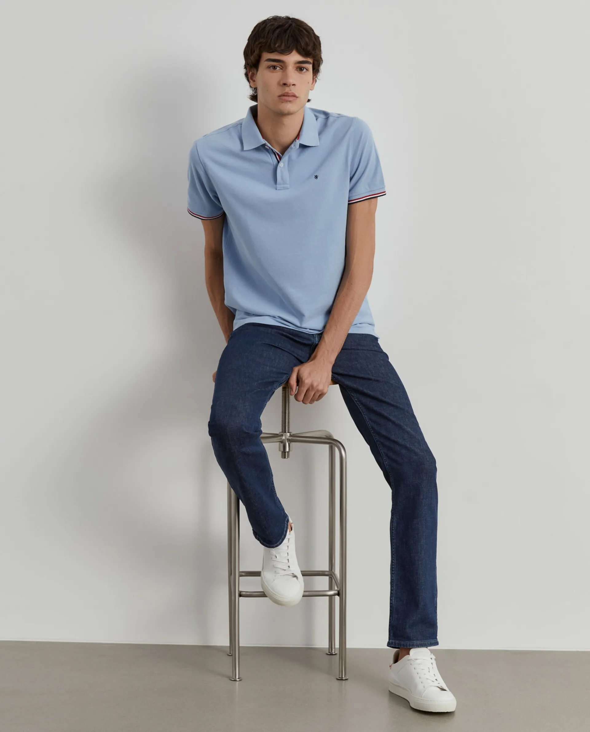 Cheap LION OF PORCHES Polo slim fit em algodão 510 Azul Claro